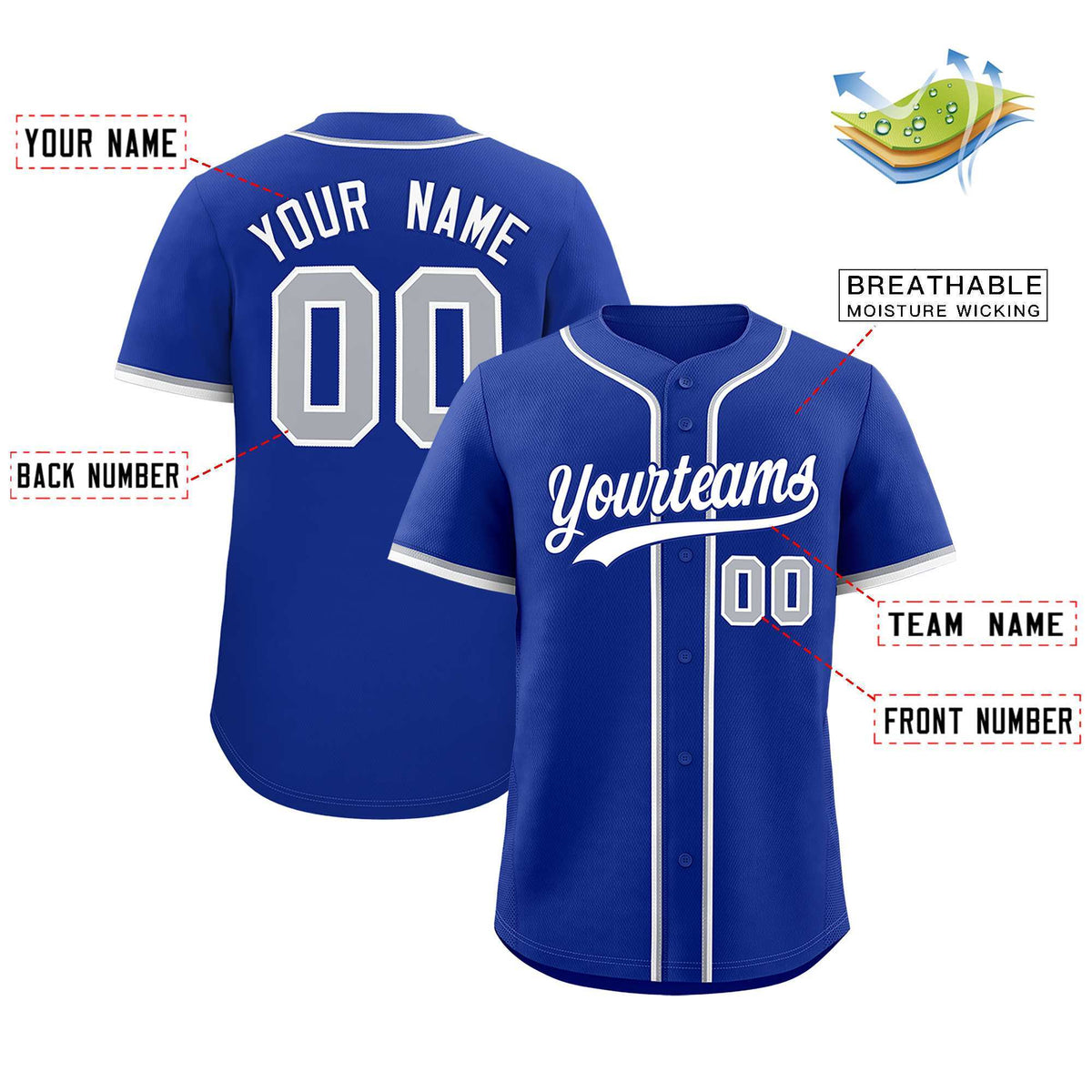 Custom Royal Classic Style Authentic Baseball Jersey| KXKSHOP