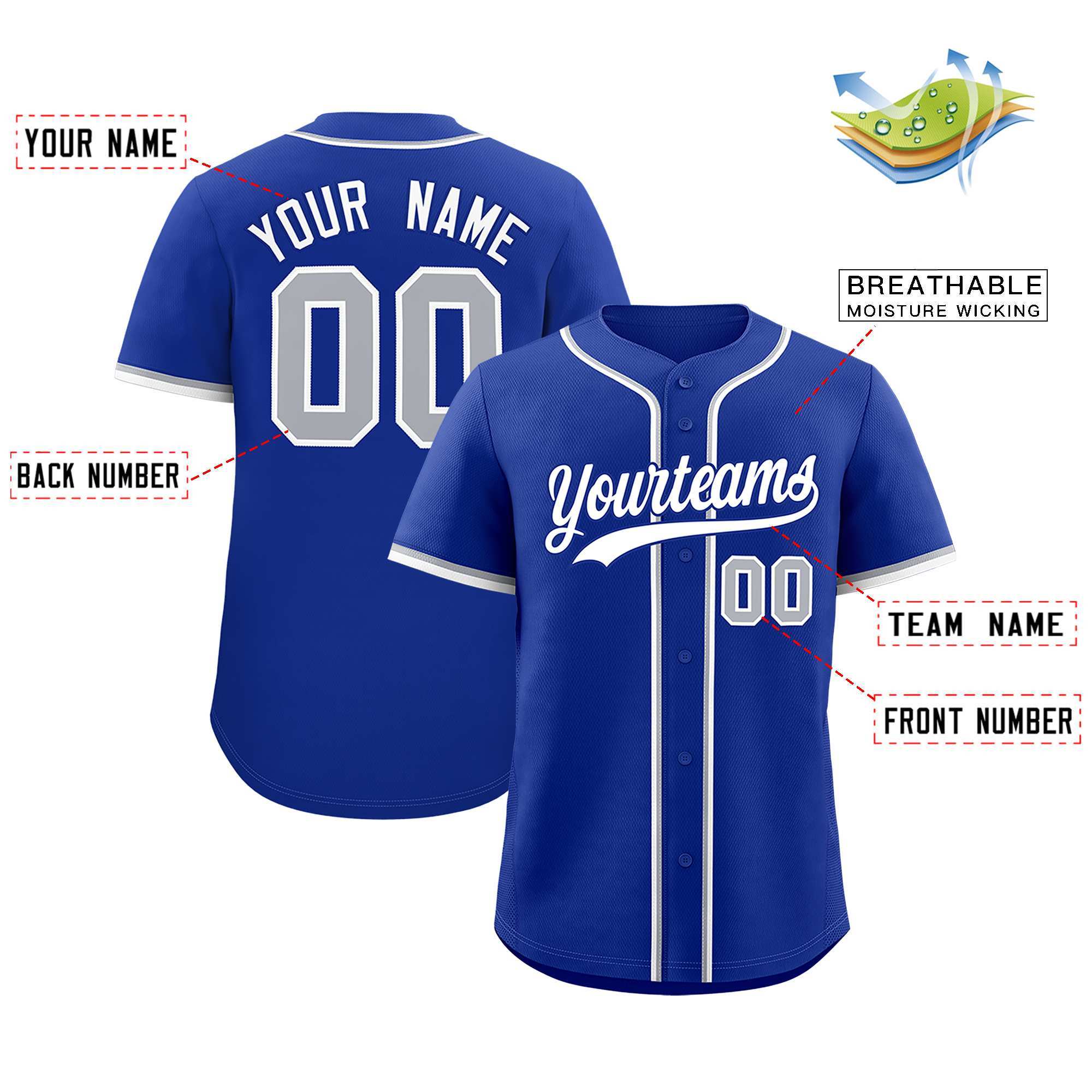 Custom Royal Classic Style Authentic Baseball Jersey| KXKSHOP