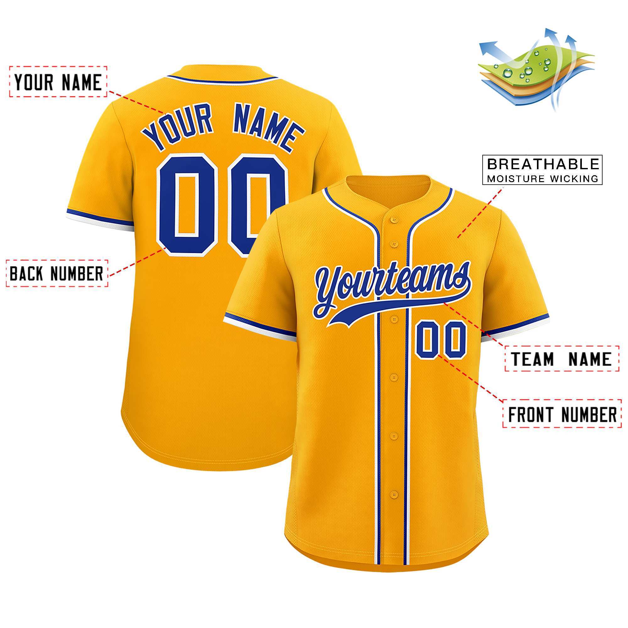 Custom Yellow Classic Style Authentic Baseball Jersey| KXKSHOP