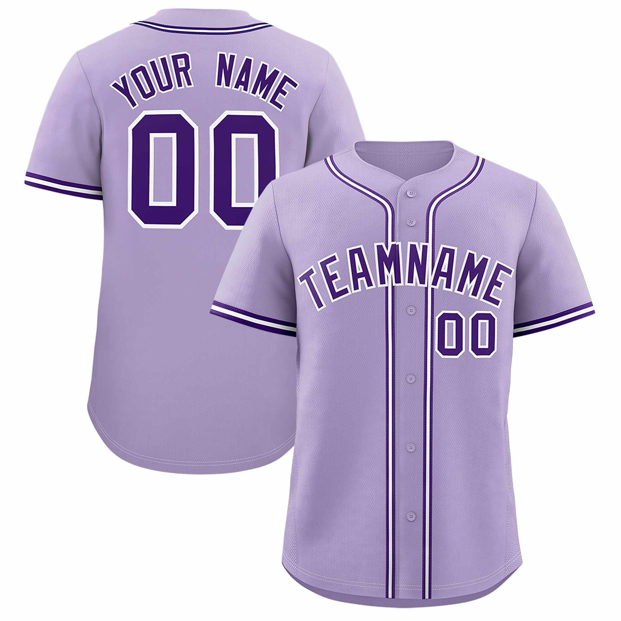 Custom Light Purple Classic Style Authentic Baseball Jersey| KXKSHOP