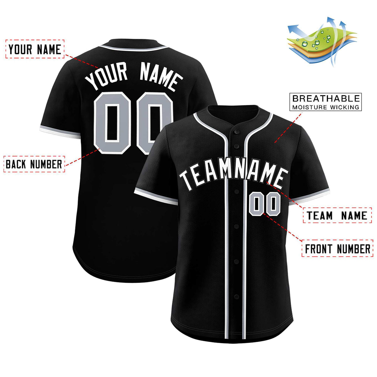 Custom Black Classic Style Authentic Baseball Jersey| KXKSHOP