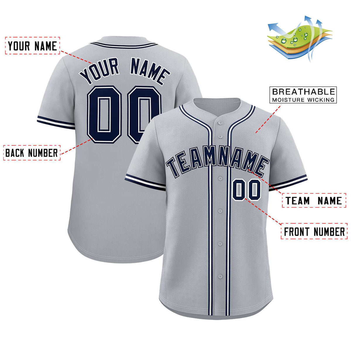Custom Gray Classic Style Authentic Baseball Jersey| KXKSHOP