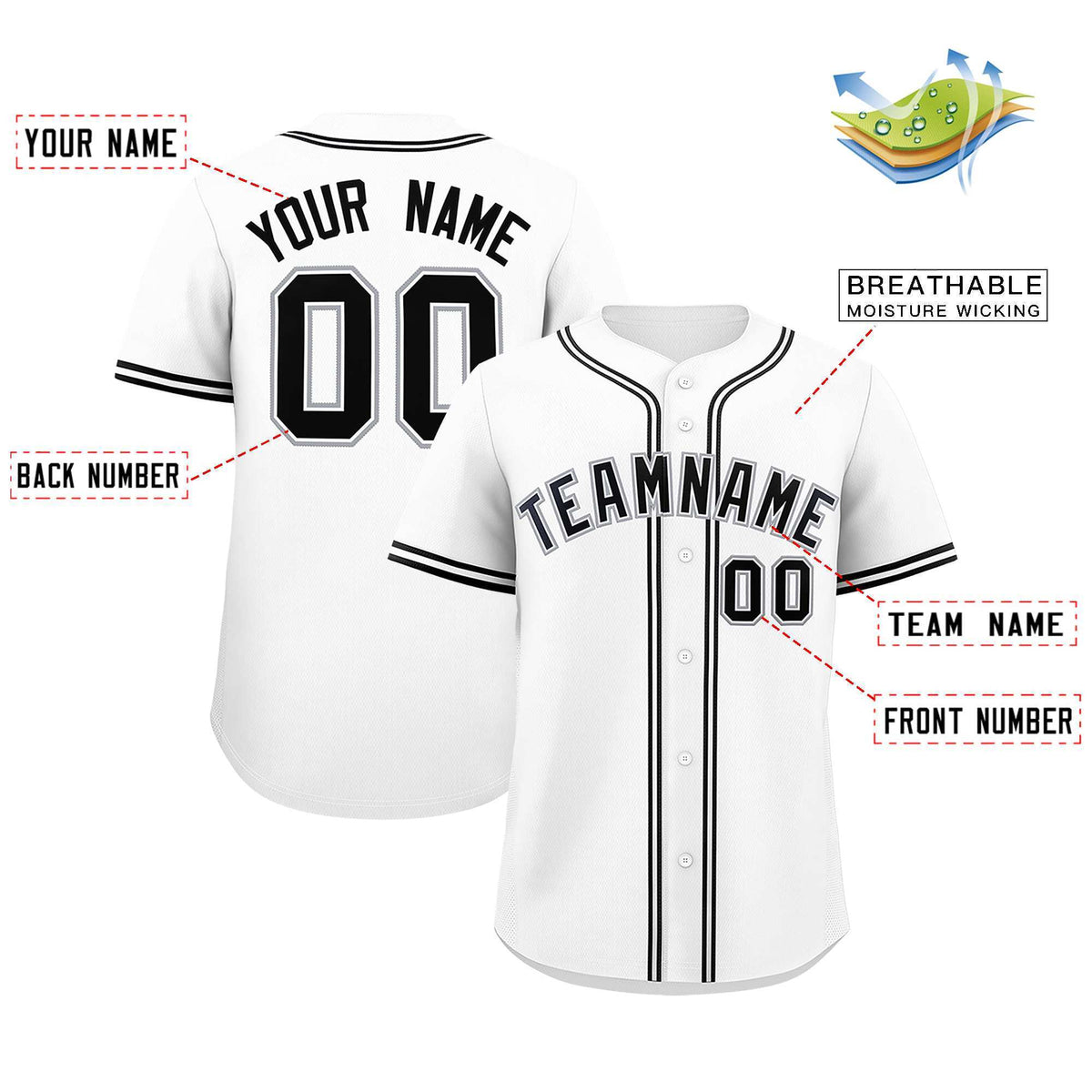 Custom White Classic Style Authentic Baseball Jersey| KXKSHOP