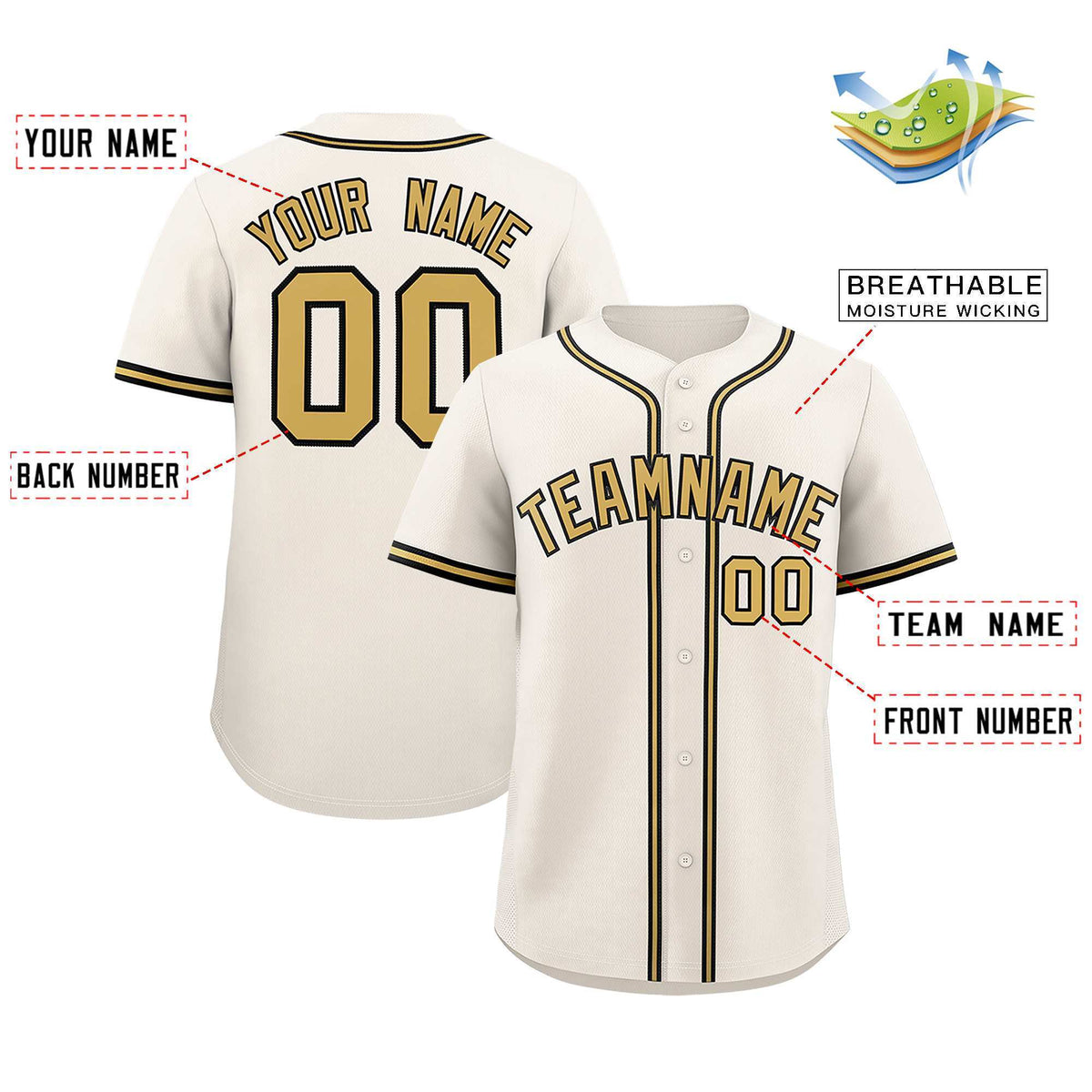 Custom Cream Classic Style Authentic Baseball Jersey| KXKSHOP