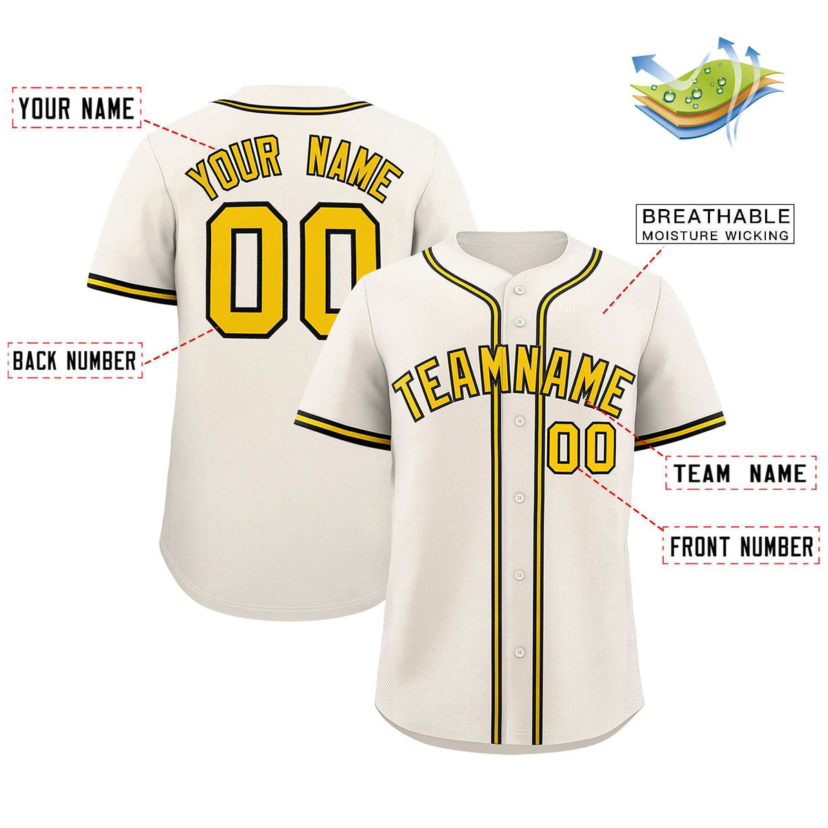 Custom Cream Classic Style Authentic Baseball Jersey| KXKSHOP