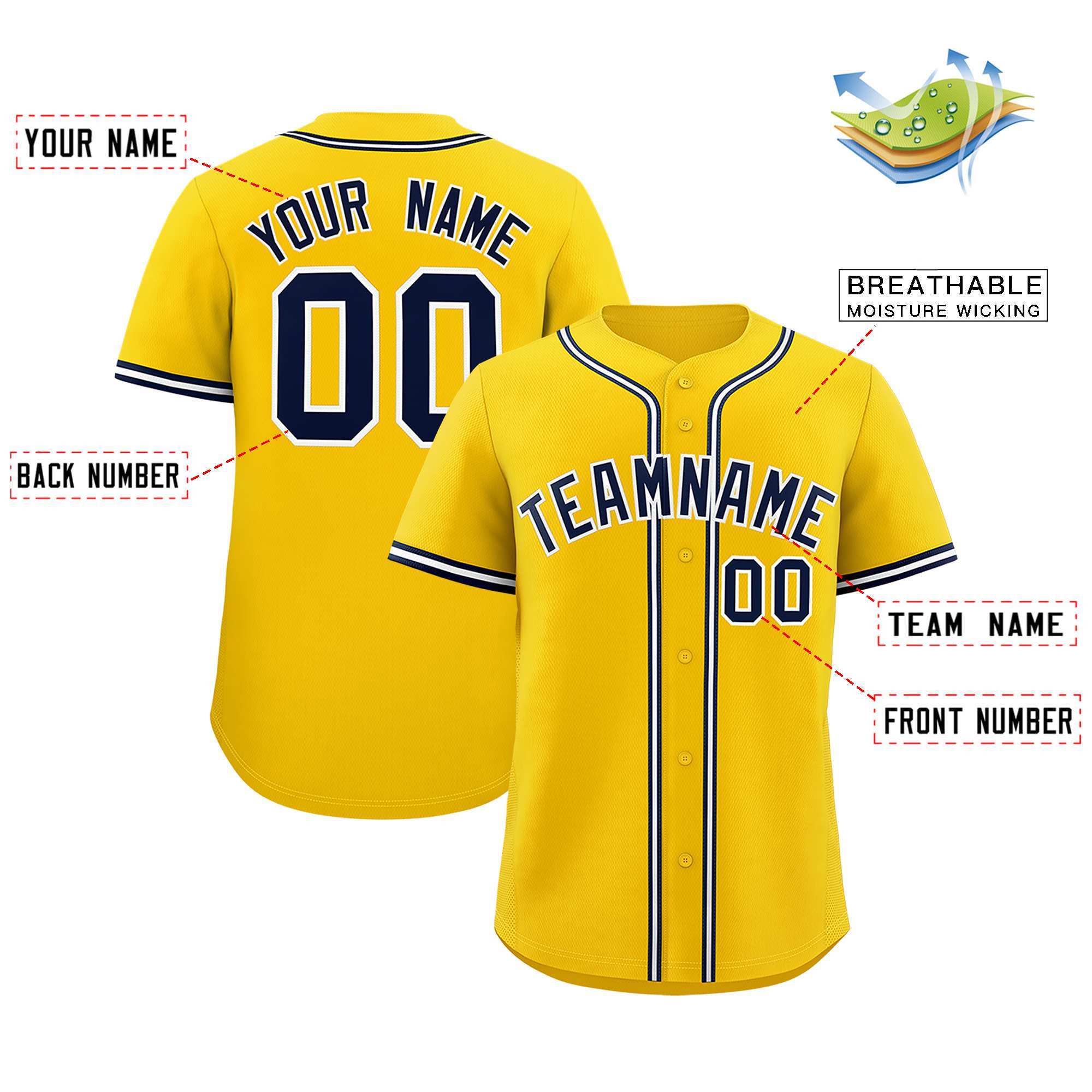 Custom Gold Classic Style Authentic Baseball Jersey| KXKSHOP