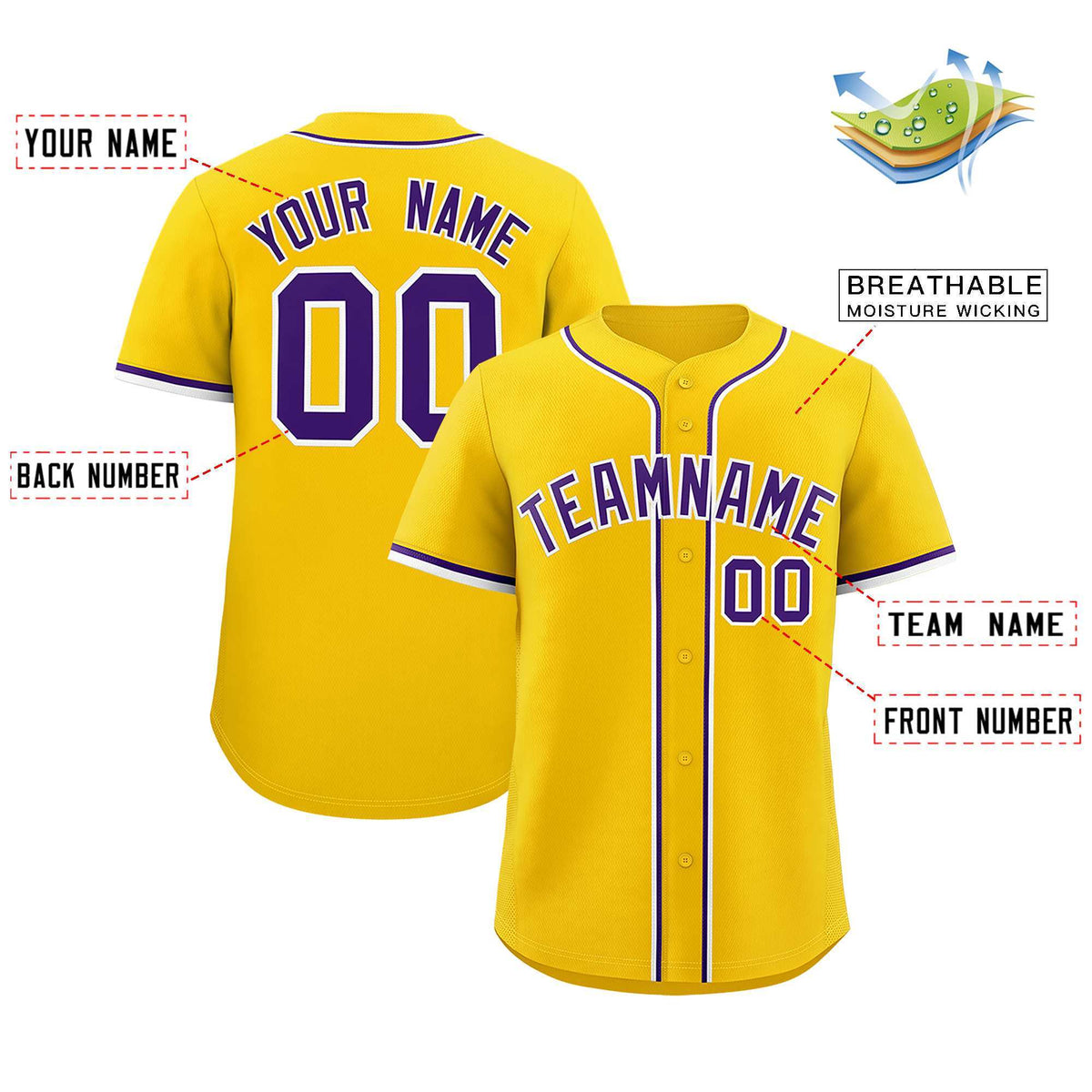 Custom Gold Classic Style Authentic Baseball Jersey| KXKSHOP