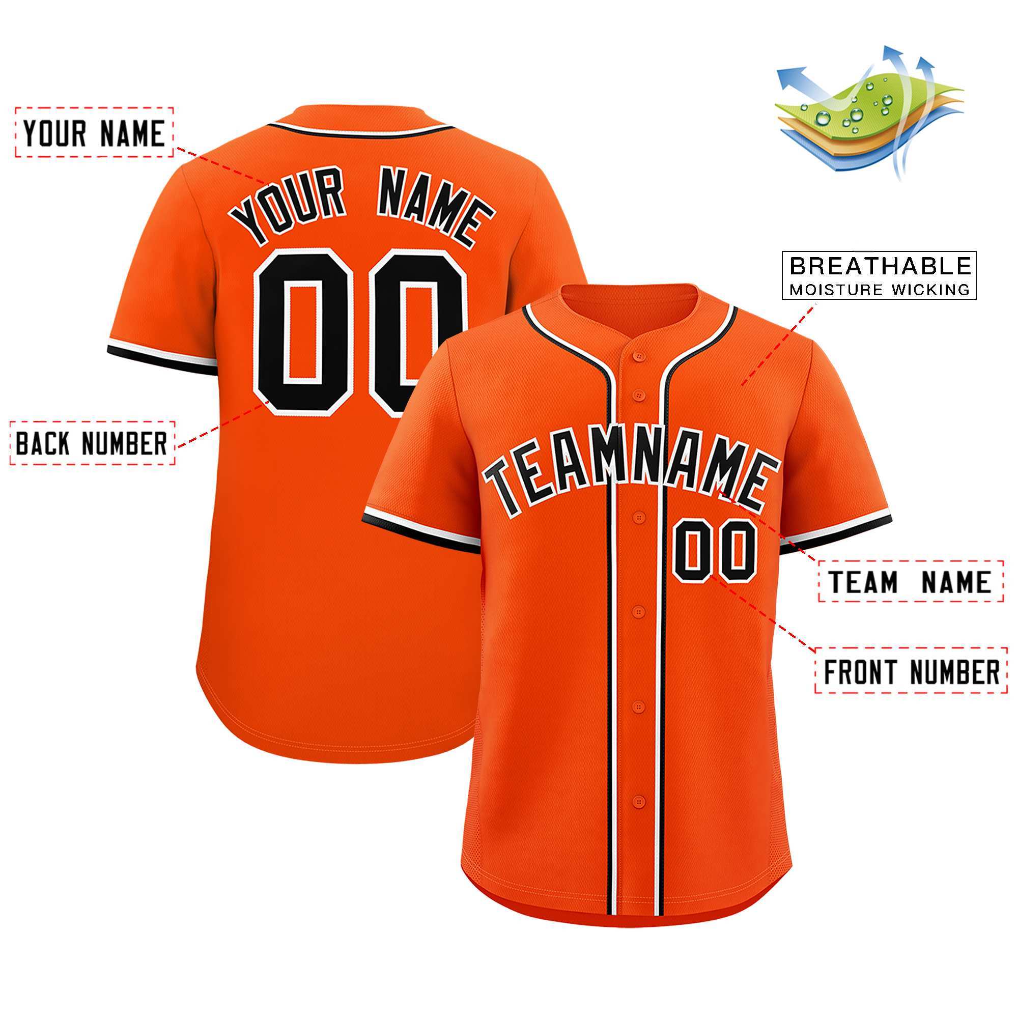 Custom Orange Classic Style Authentic Baseball Jersey| KXKSHOP