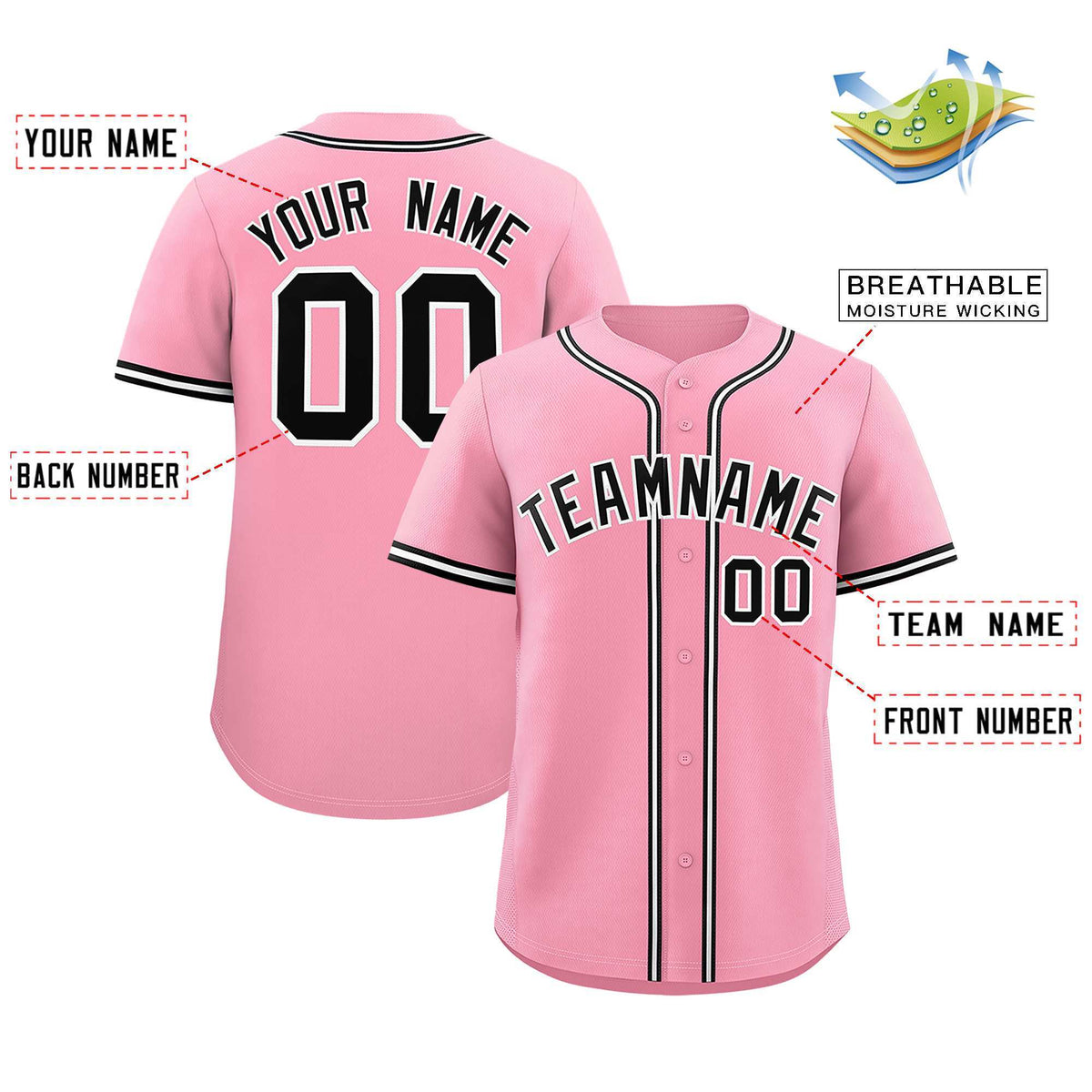Custom Light Pink Classic Style Authentic Baseball Jersey| KXKSHOP