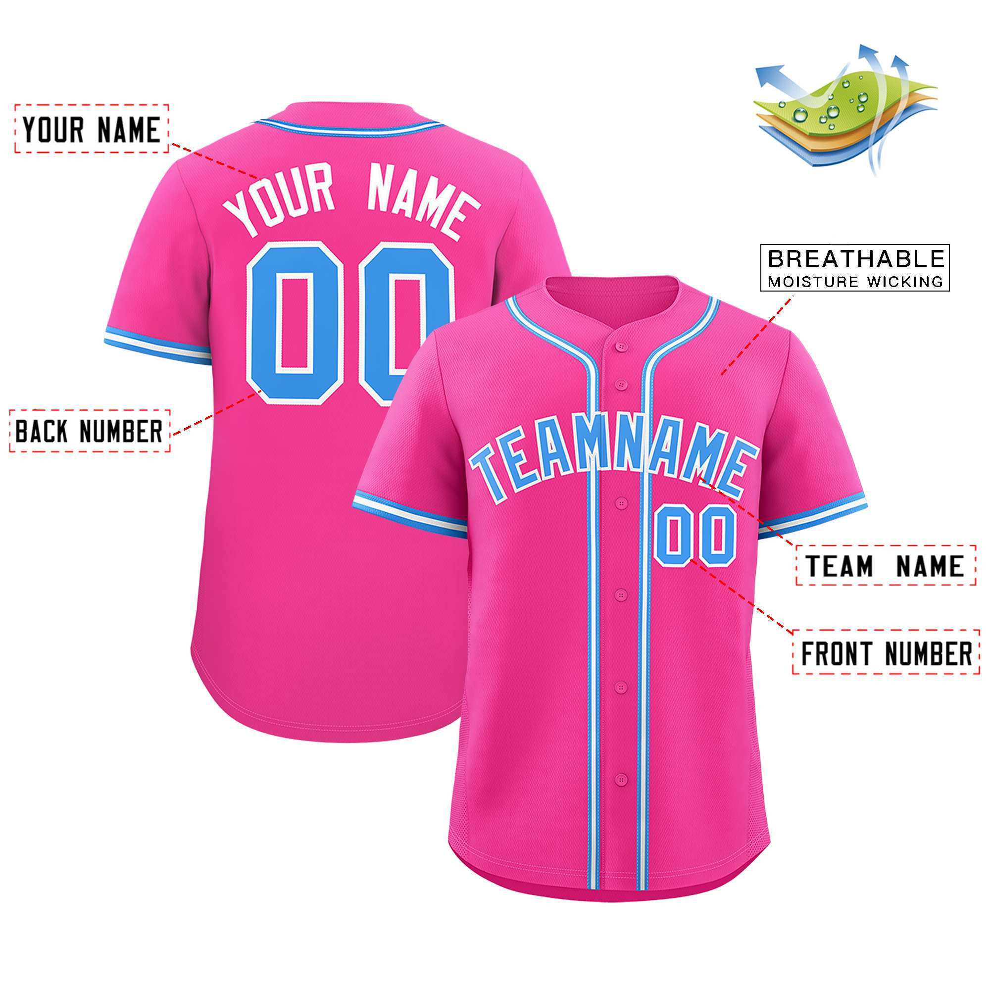 Custom Pink Classic Style Authentic Baseball Jersey| KXKSHOP