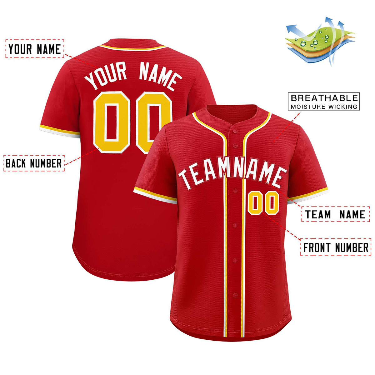 Custom Red Classic Style Authentic Baseball Jersey| KXKSHOP