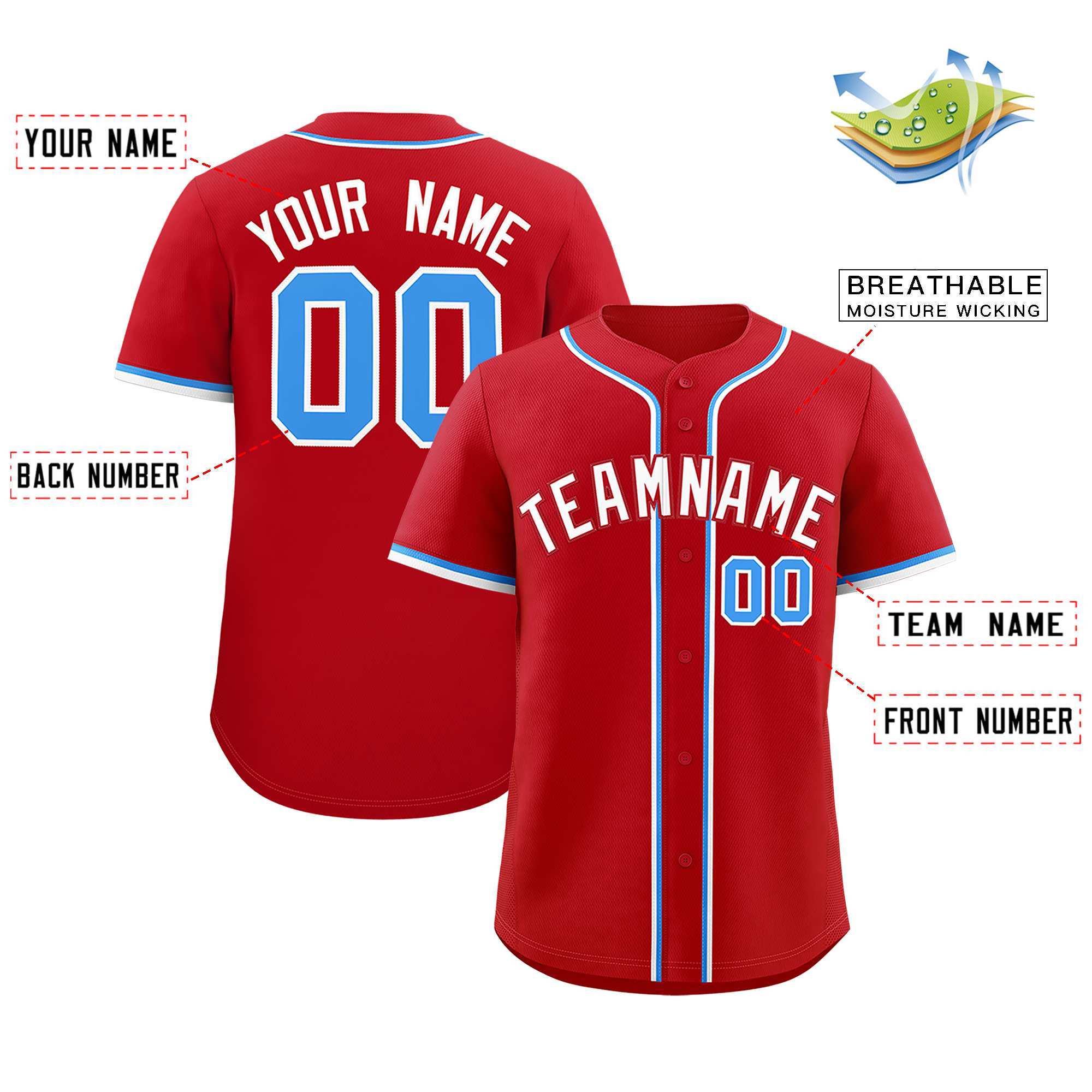 Custom Red Classic Style Authentic Baseball Jersey| KXKSHOP
