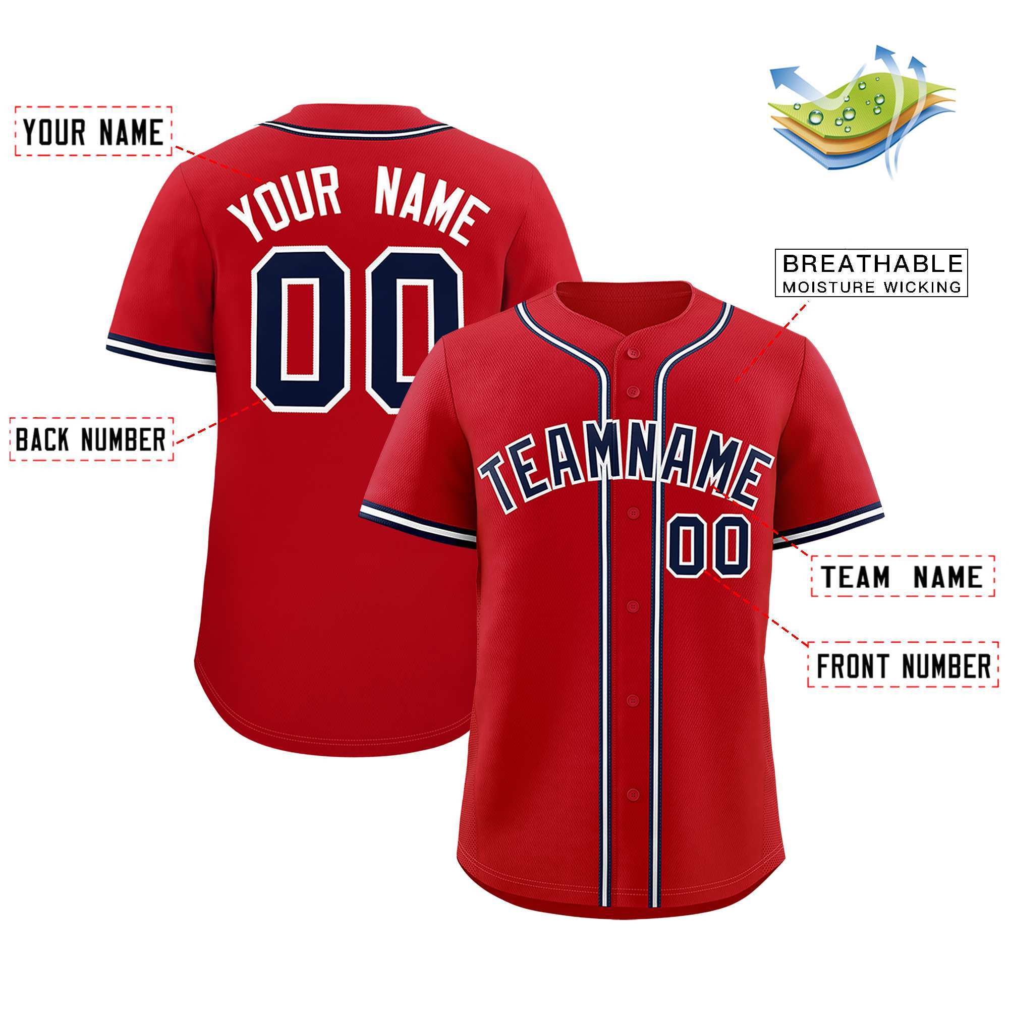 Custom Red Classic Style Authentic Baseball Jersey| KXKSHOP
