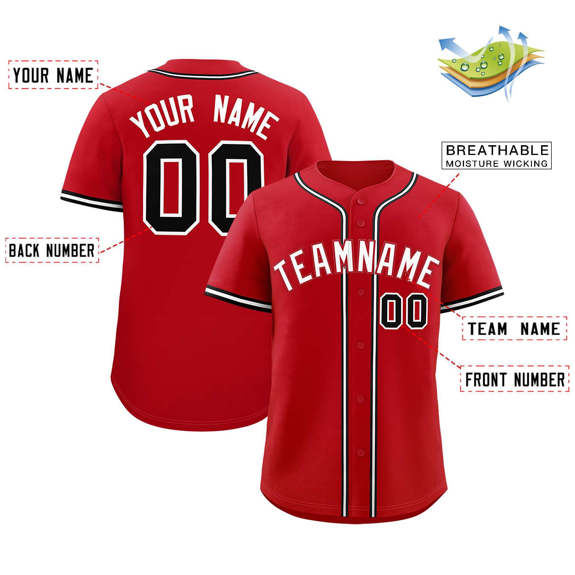 Custom Red Classic Style Authentic Baseball Jersey| KXKSHOP