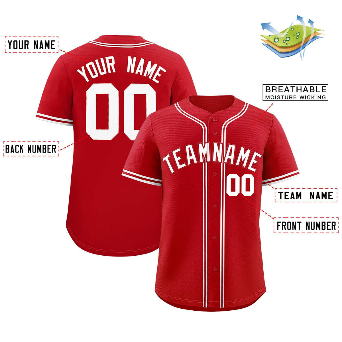 Custom Red Classic Style Authentic Baseball Jersey| KXKSHOP