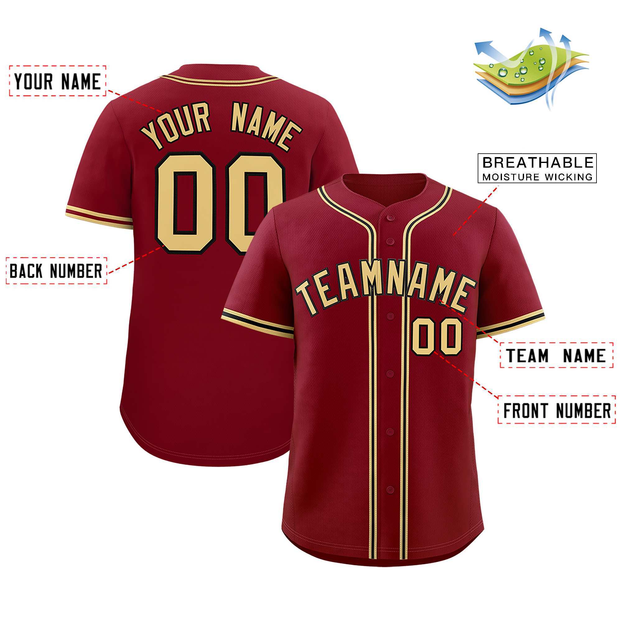Custom Crimson Classic Style Authentic Baseball Jersey| KXKSHOP