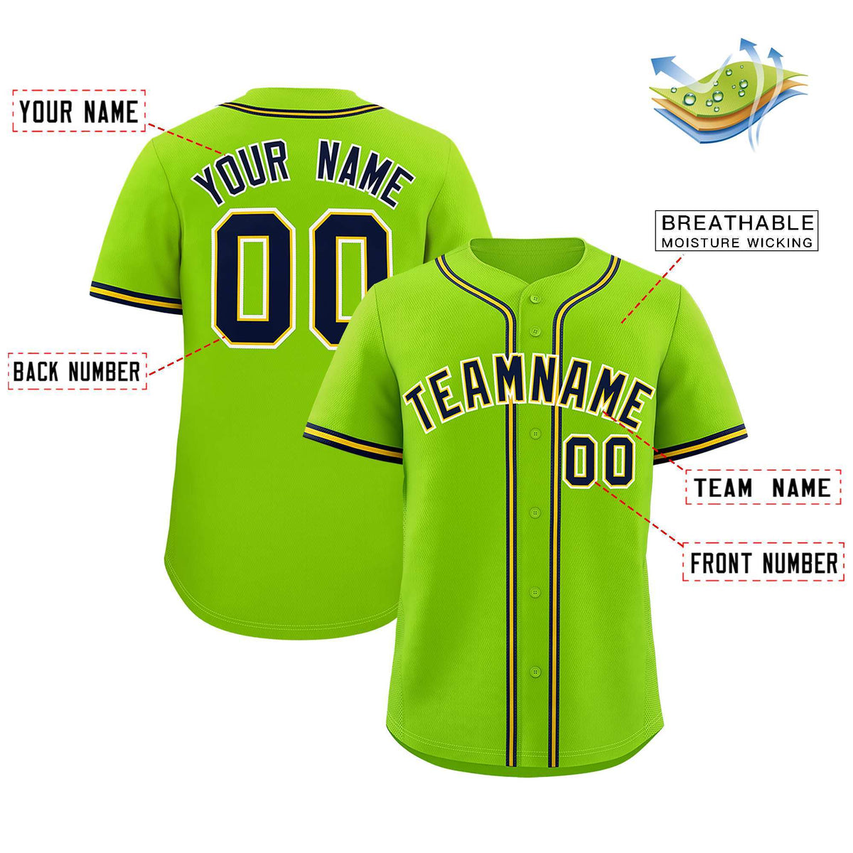 Custom Neon Green Classic Style Authentic Baseball Jersey| KXKSHOP