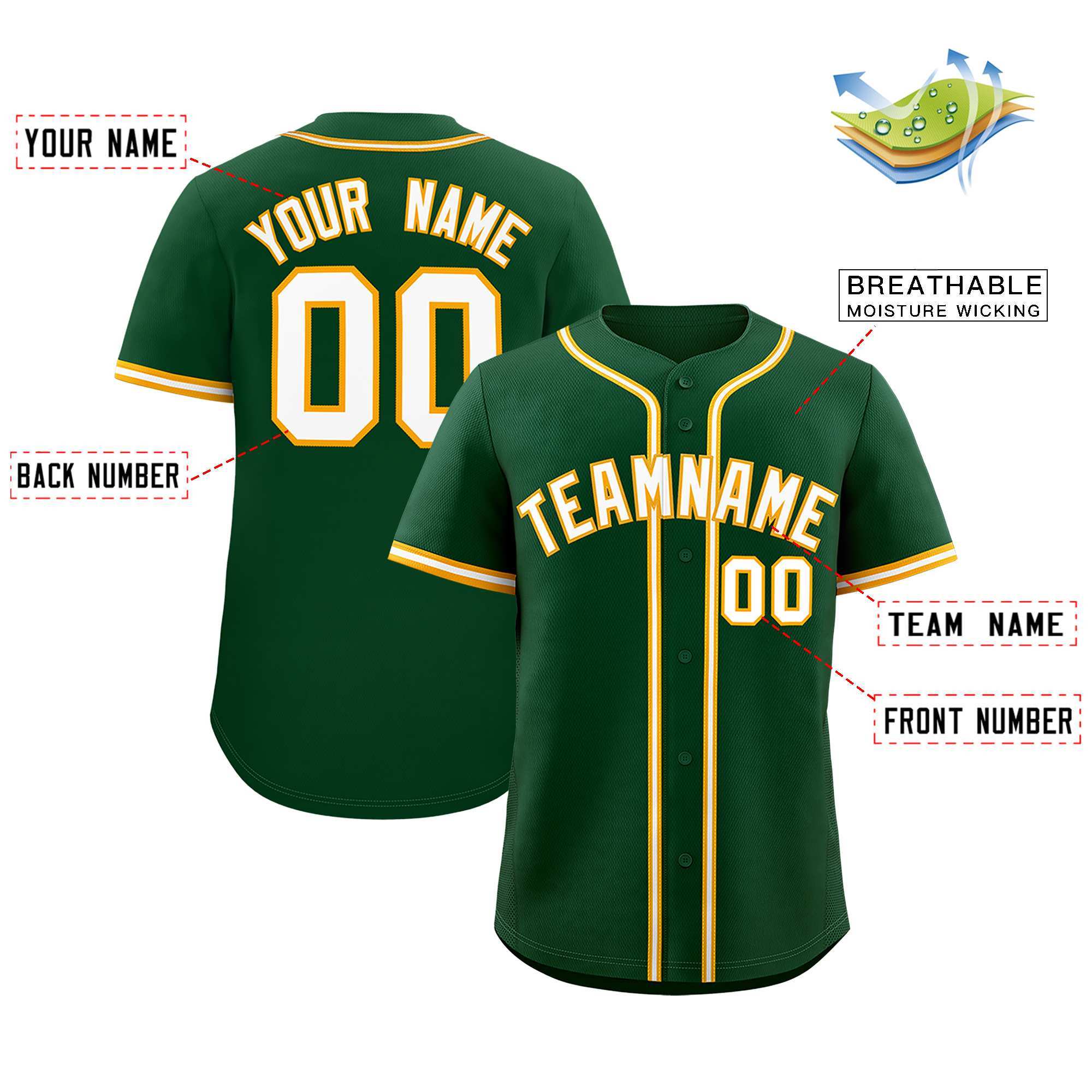 Custom Green Classic Style Authentic Baseball Jersey| KXKSHOP