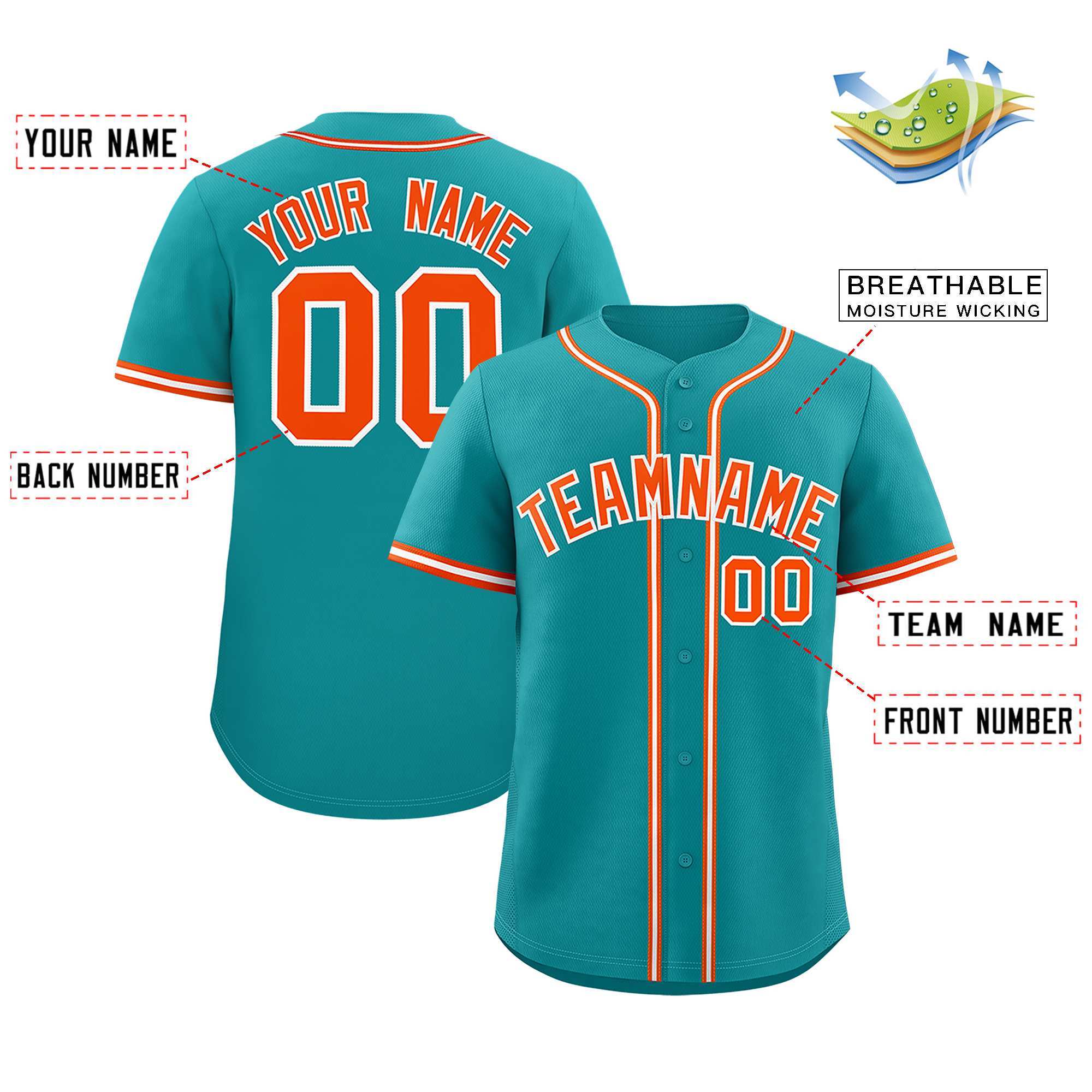 Custom Aqua Classic Style Authentic Baseball Jersey| KXKSHOP