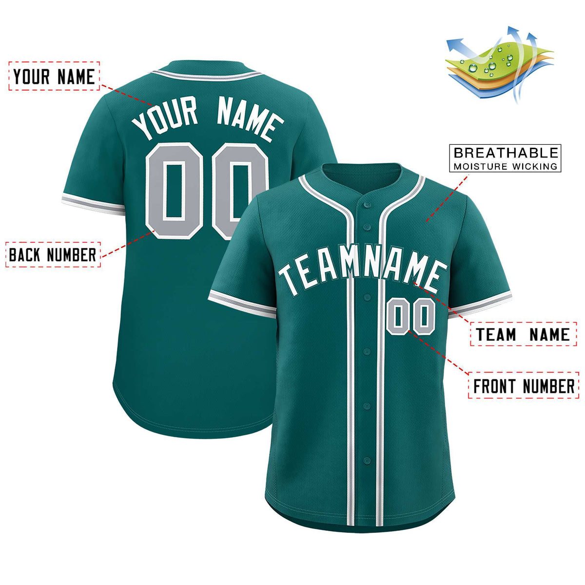 Custom Aqua Classic Style Authentic Baseball Jersey| KXKSHOP