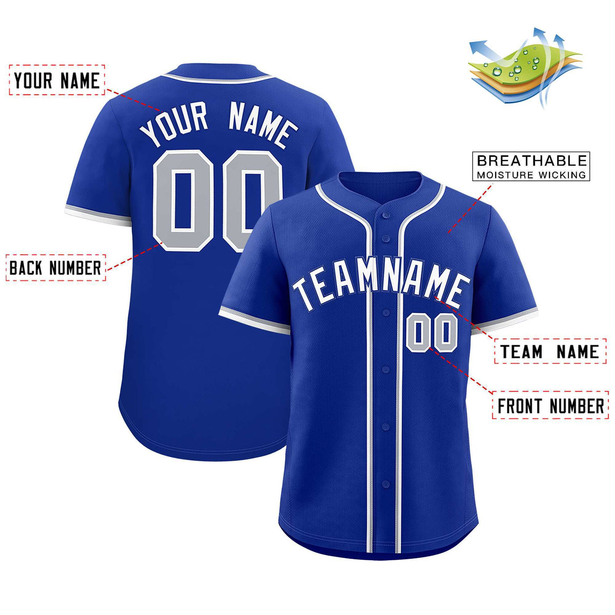 Custom Royal Classic Style Authentic Baseball Jersey| KXKSHOP
