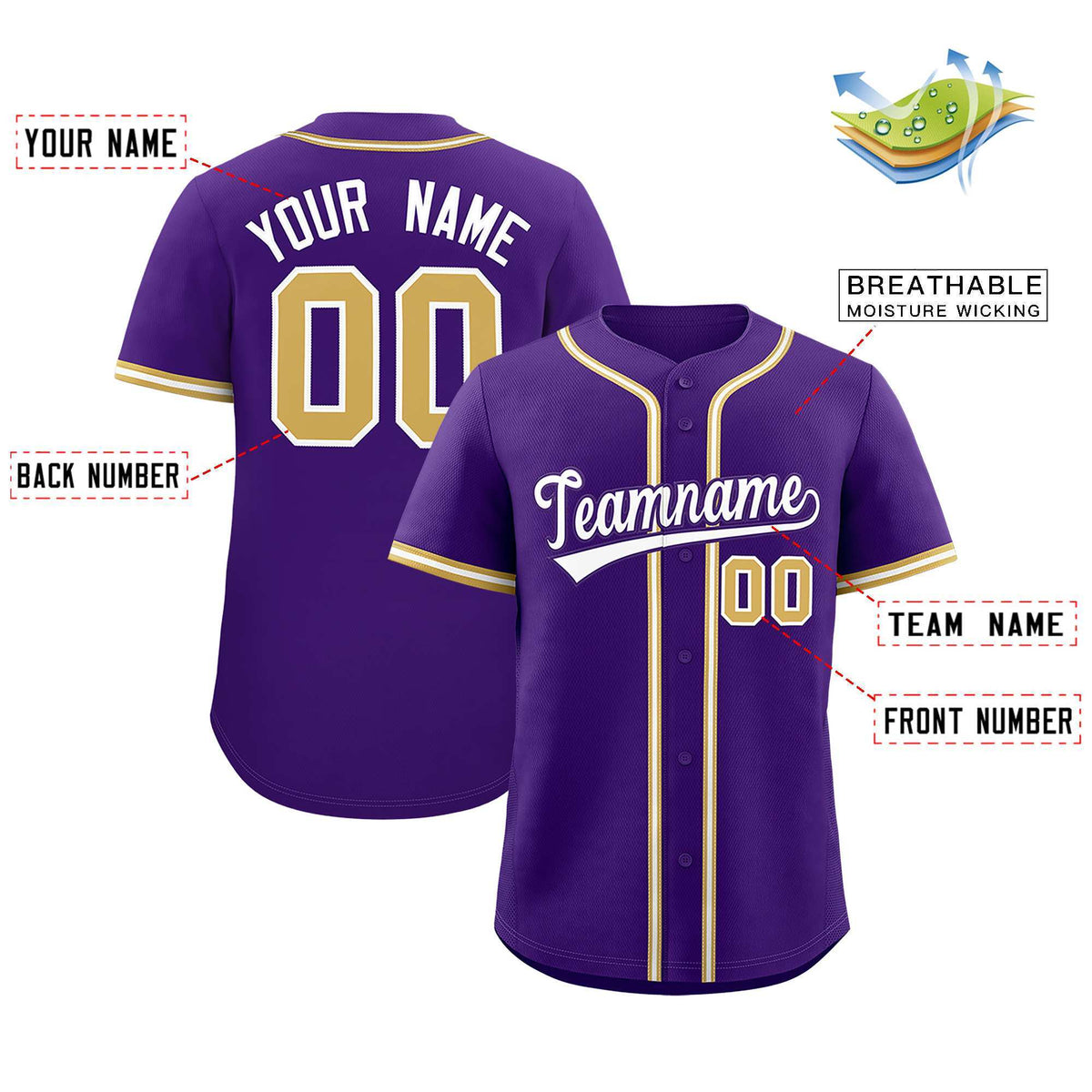 Custom Purple Classic Style Authentic Baseball Jersey| KXKSHOP