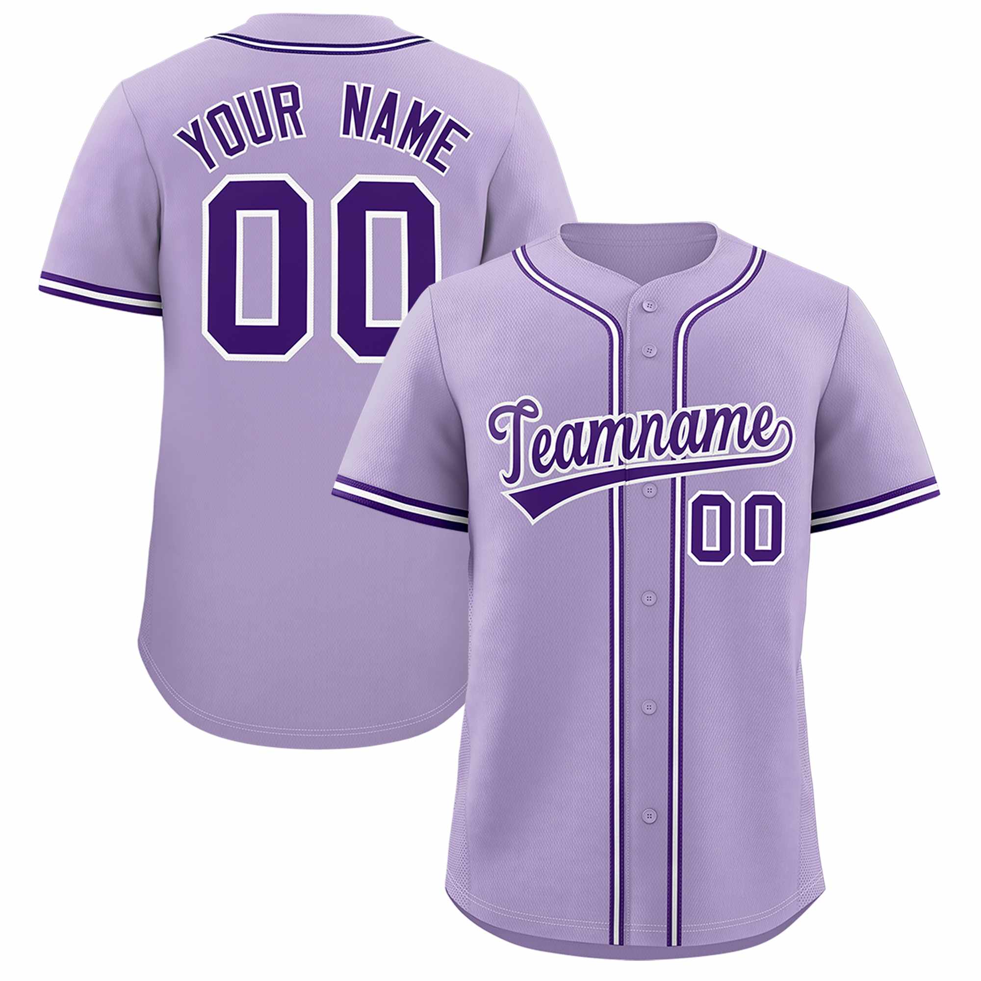 Custom Light Purple Classic Style Authentic Baseball Jersey| KXKSHOP