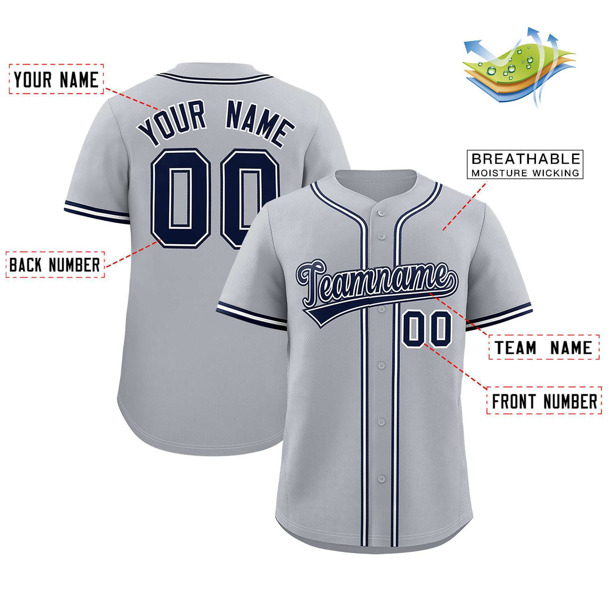 Custom Gray Classic Style Authentic Baseball Jersey| KXKSHOP