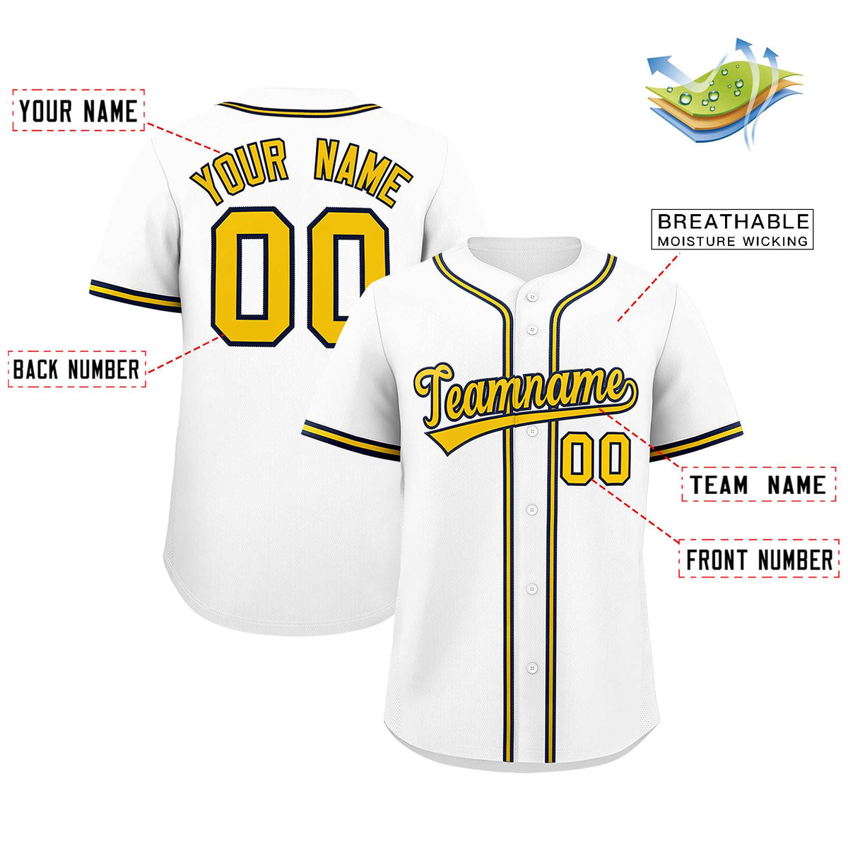Custom White Classic Style Authentic Baseball Jersey| KXKSHOP