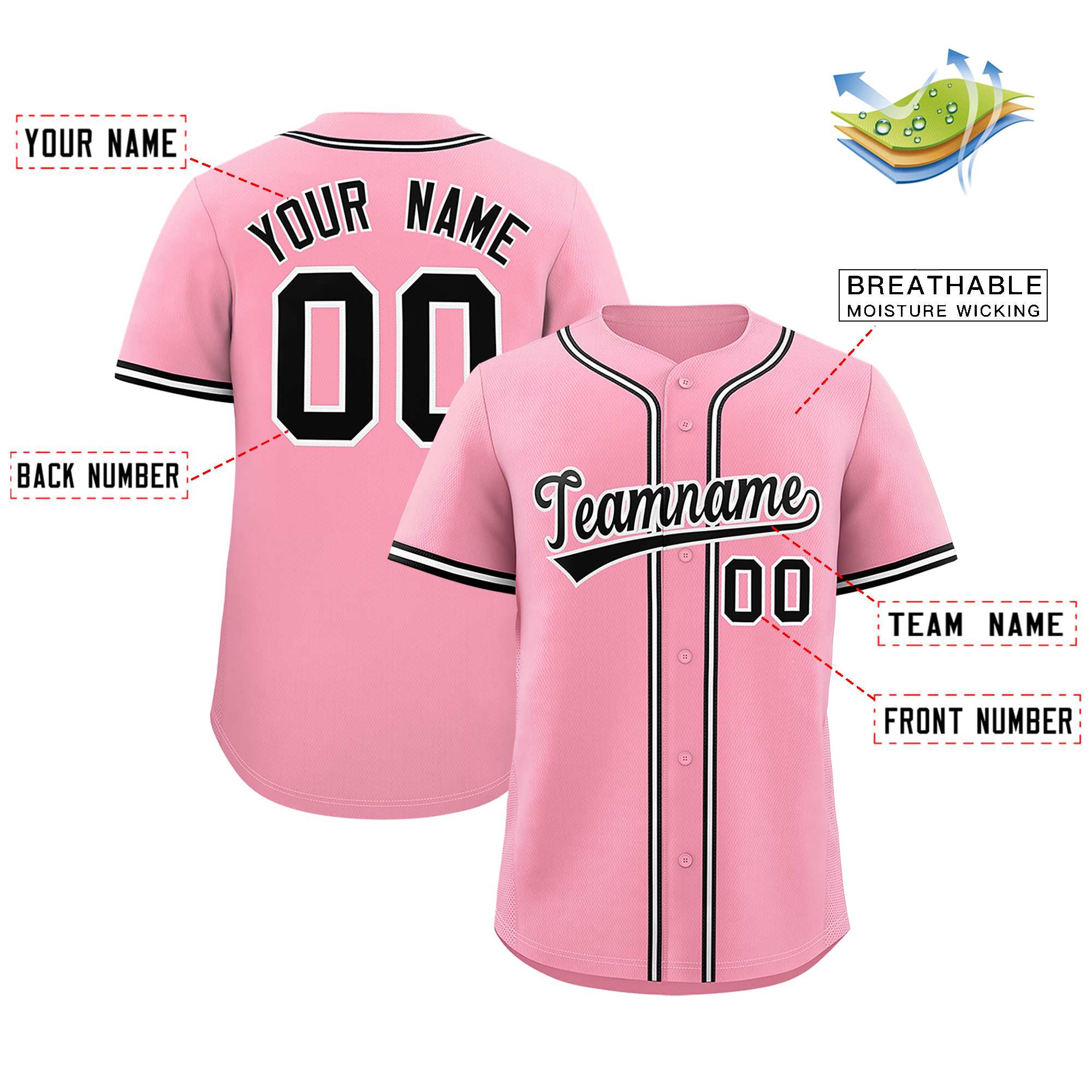 Custom Light Pink Classic Style Authentic Baseball Jersey| KXKSHOP