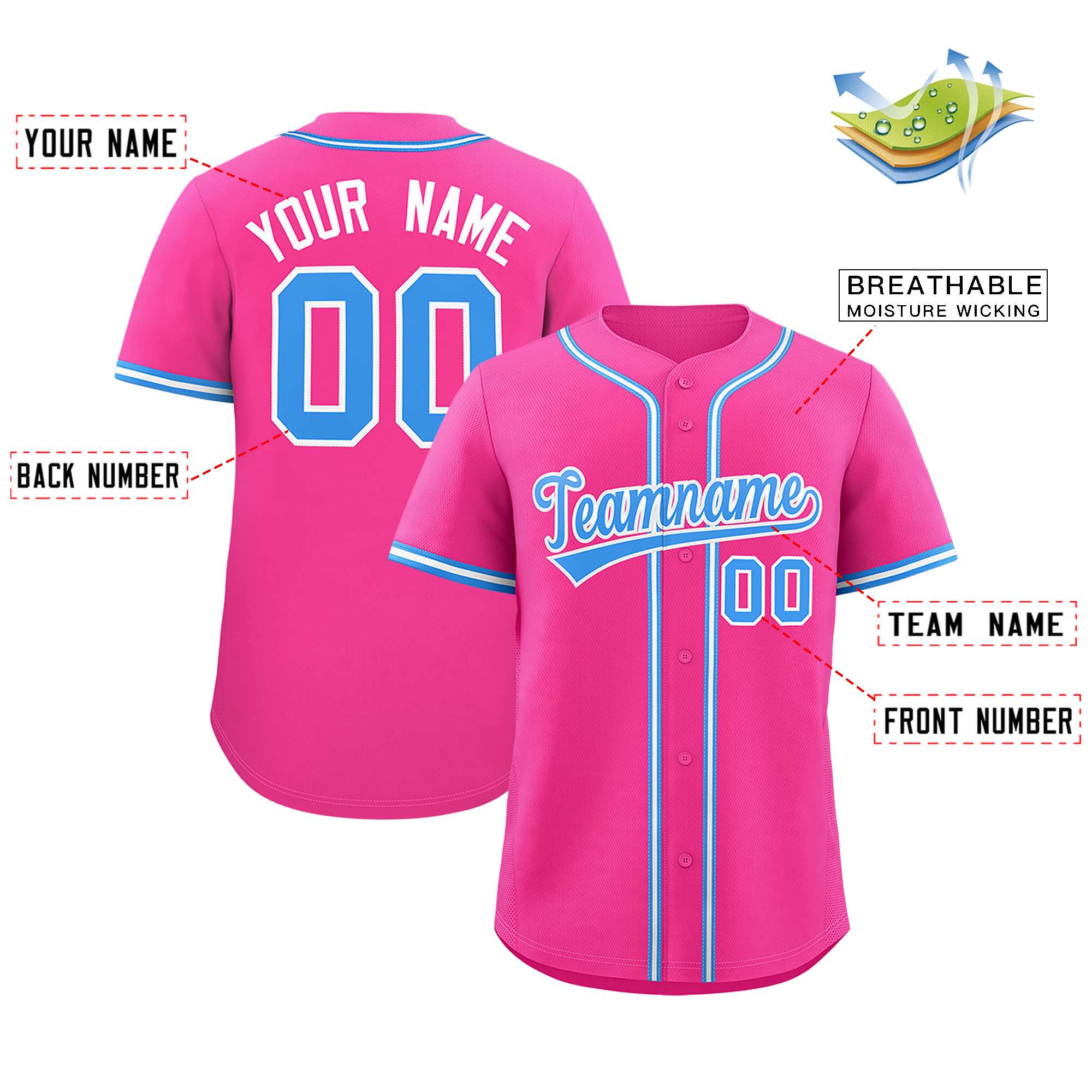 Custom Pink Classic Style Authentic Baseball Jersey| KXKSHOP