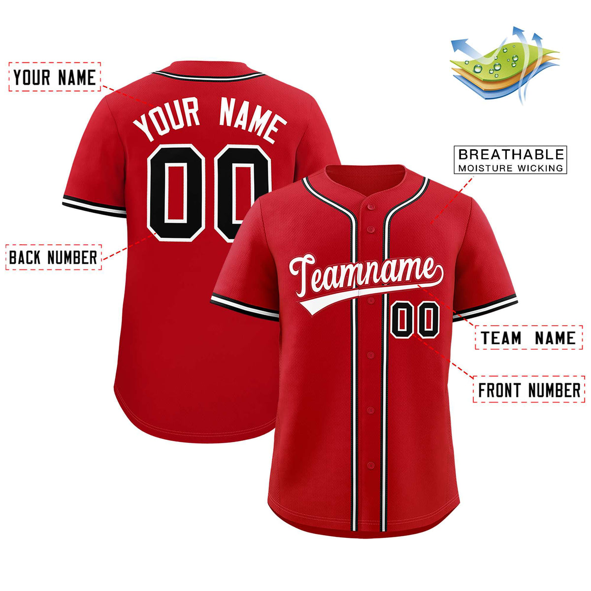 Custom Red Classic Style Authentic Baseball Jersey| KXKSHOP