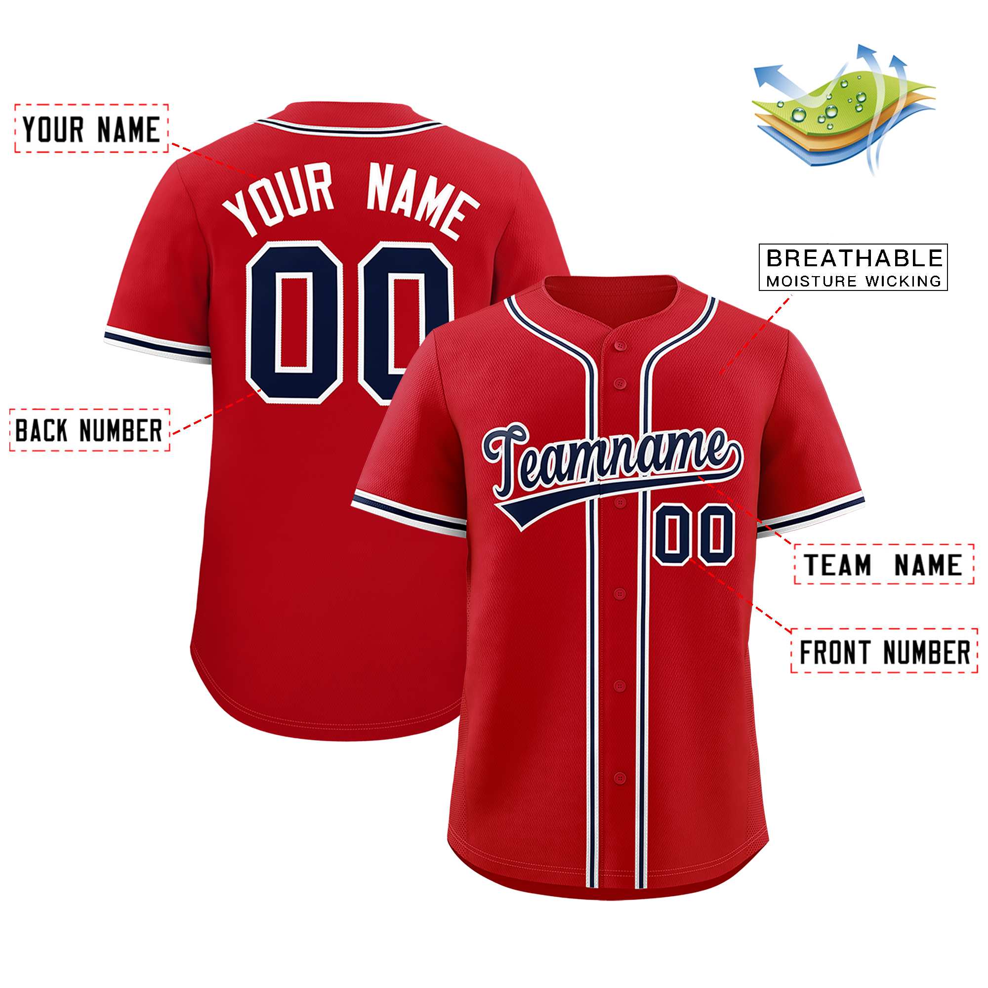 Custom Red Classic Style Authentic Baseball Jersey| KXKSHOP