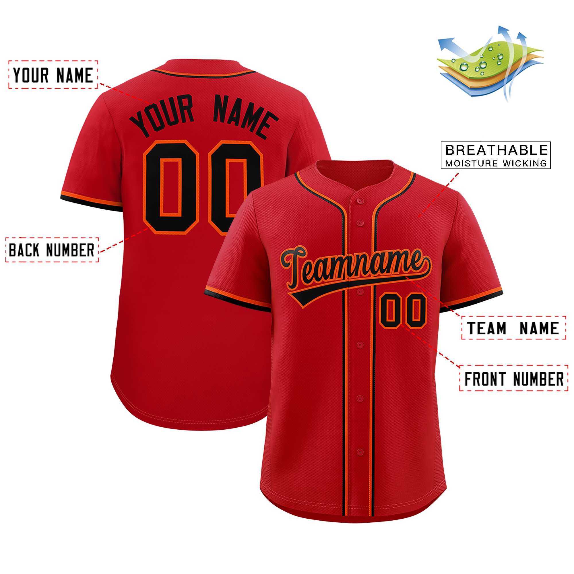 Custom Red Classic Style Authentic Baseball Jersey| KXKSHOP