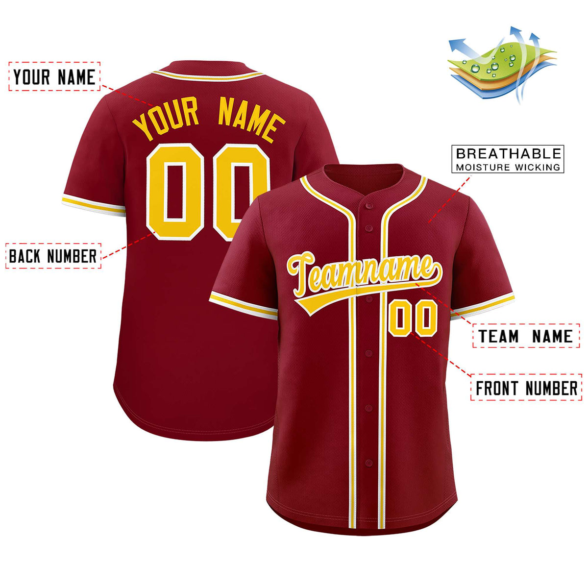 Custom Crimson Classic Style Authentic Baseball Jersey| KXKSHOP