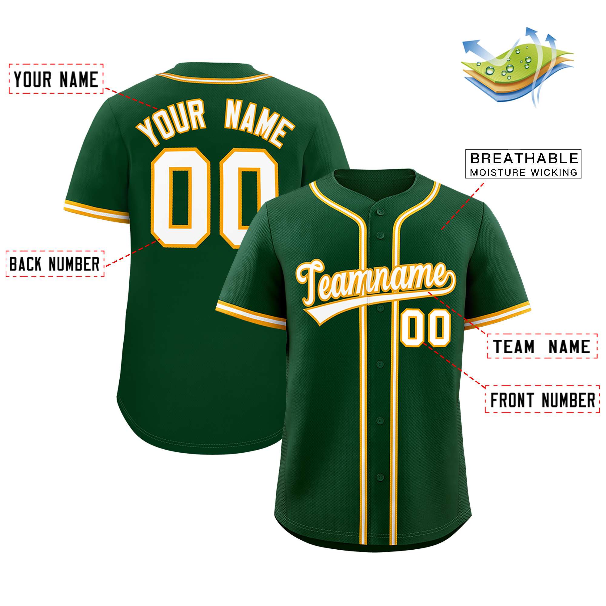 Custom Green Classic Style Authentic Baseball Jersey| KXKSHOP