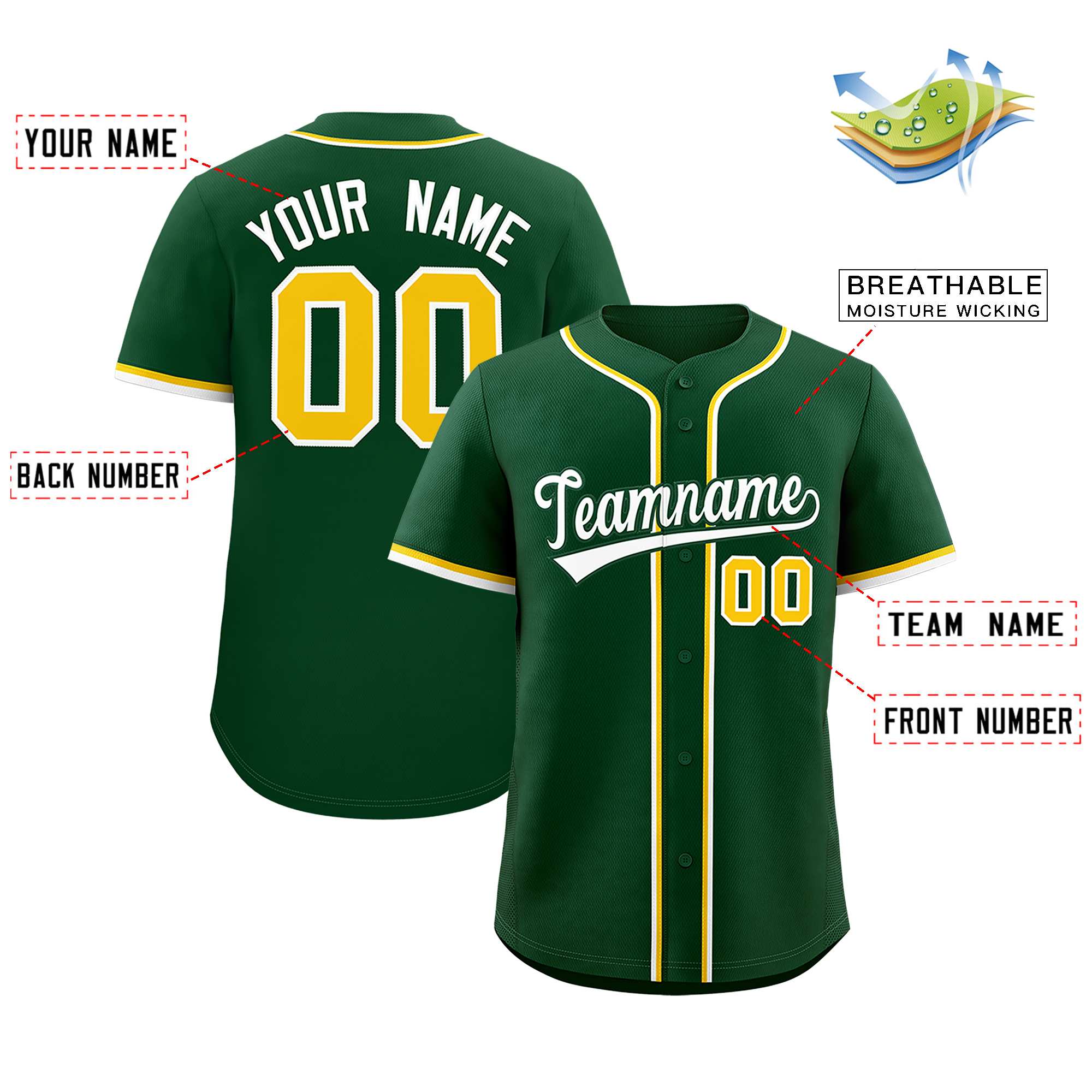 Custom Green Classic Style Authentic Baseball Jersey| KXKSHOP
