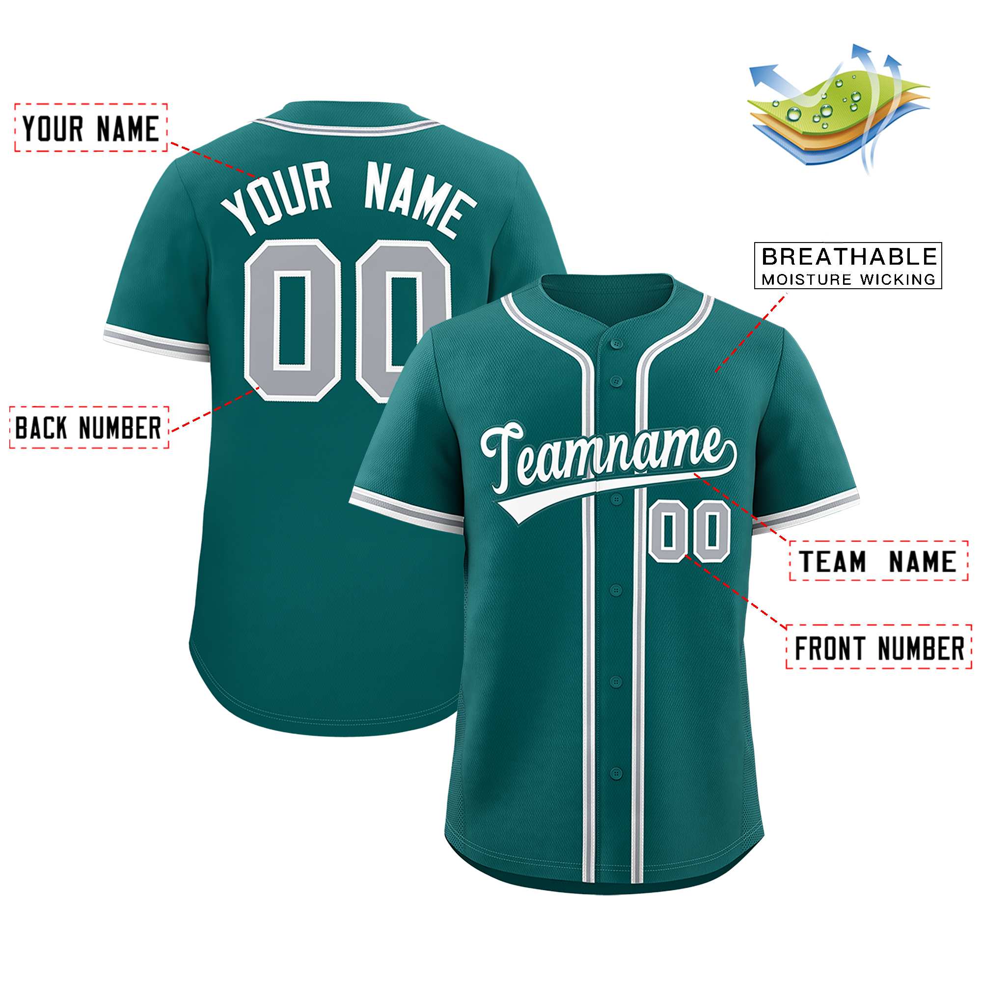 Custom Aqua Classic Style Authentic Baseball Jersey| KXKSHOP
