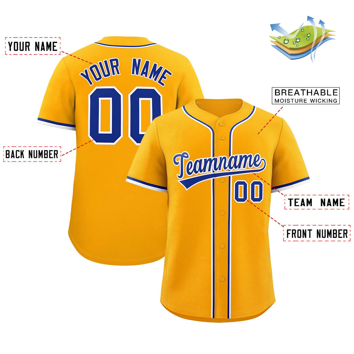 Custom Yellow Classic Style Authentic Baseball Jersey| KXKSHOP