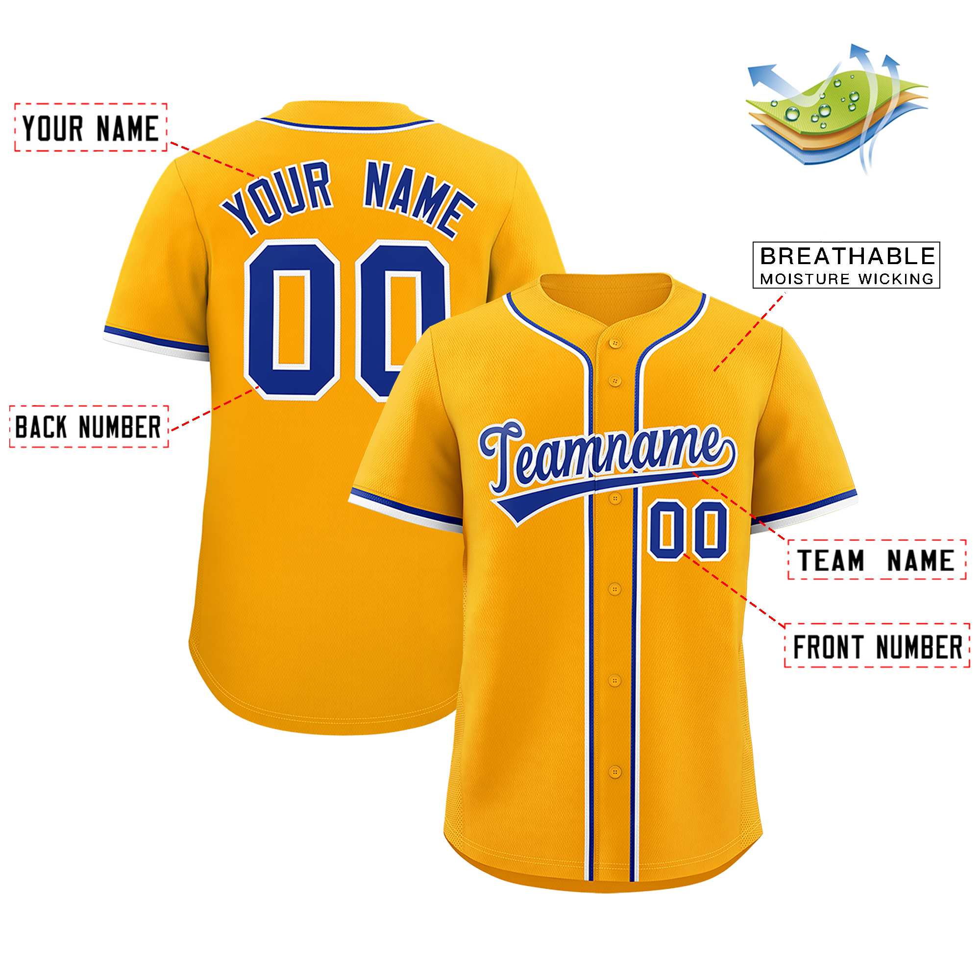 Custom Yellow Classic Style Authentic Baseball Jersey| KXKSHOP