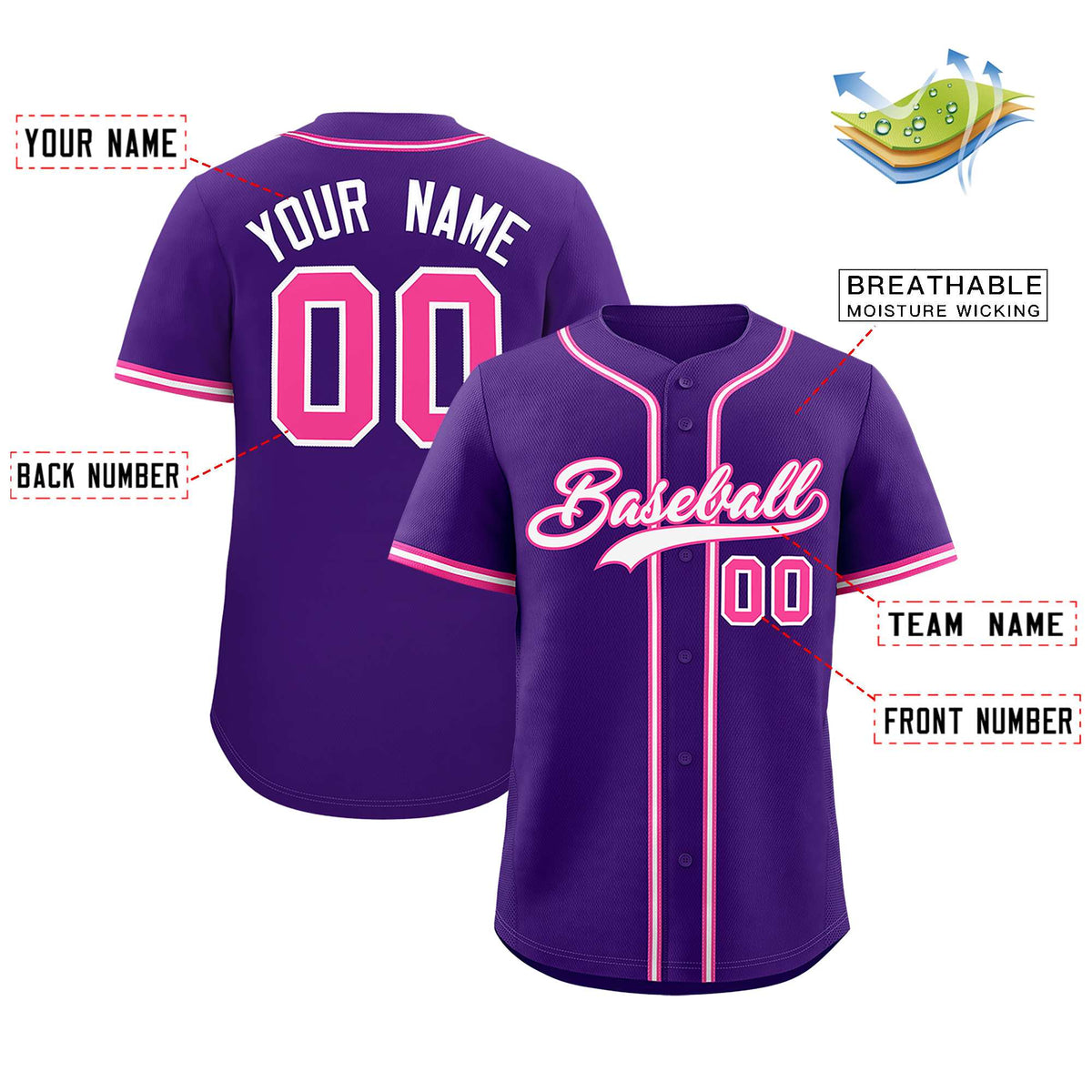 Custom Purple Classic Style Authentic Baseball Jersey| KXKSHOP