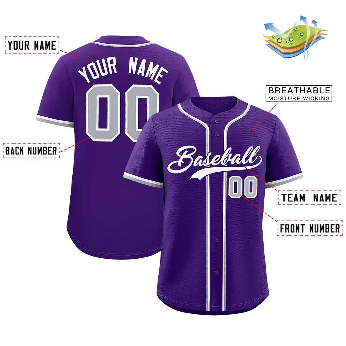 Custom Purple Classic Style Authentic Baseball Jersey| KXKSHOP