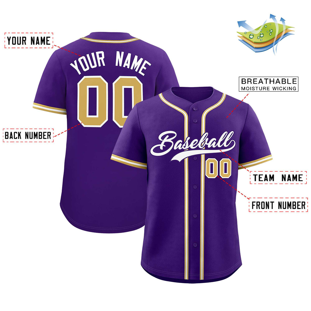 Custom Purple Classic Style Authentic Baseball Jersey| KXKSHOP
