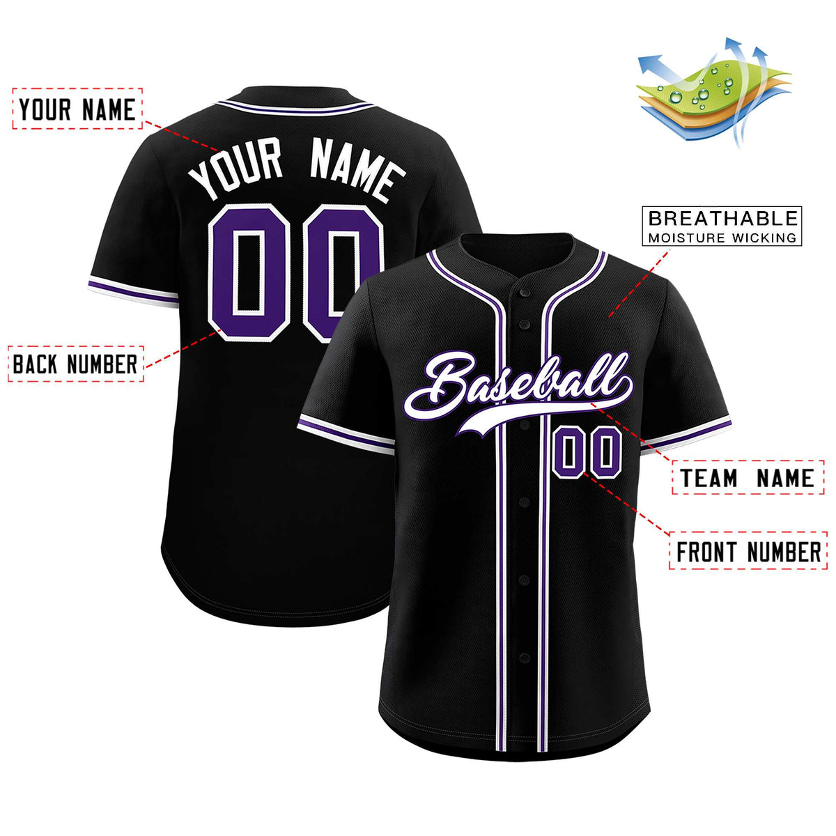 Custom Black Classic Style Authentic Baseball Jersey| KXKSHOP