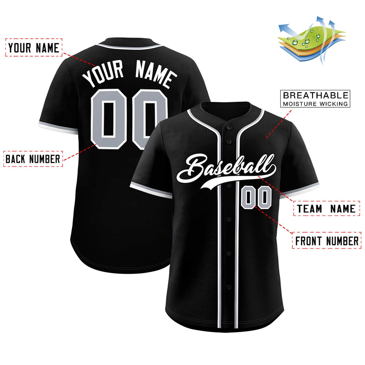 Custom Black Classic Style Authentic Baseball Jersey| KXKSHOP