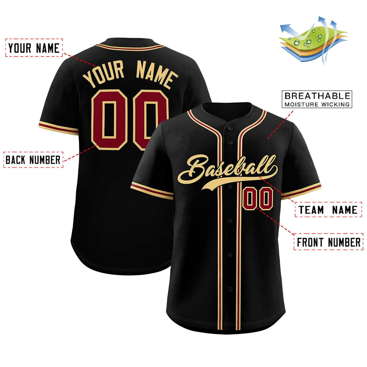 Custom Black Classic Style Authentic Baseball Jersey| KXKSHOP