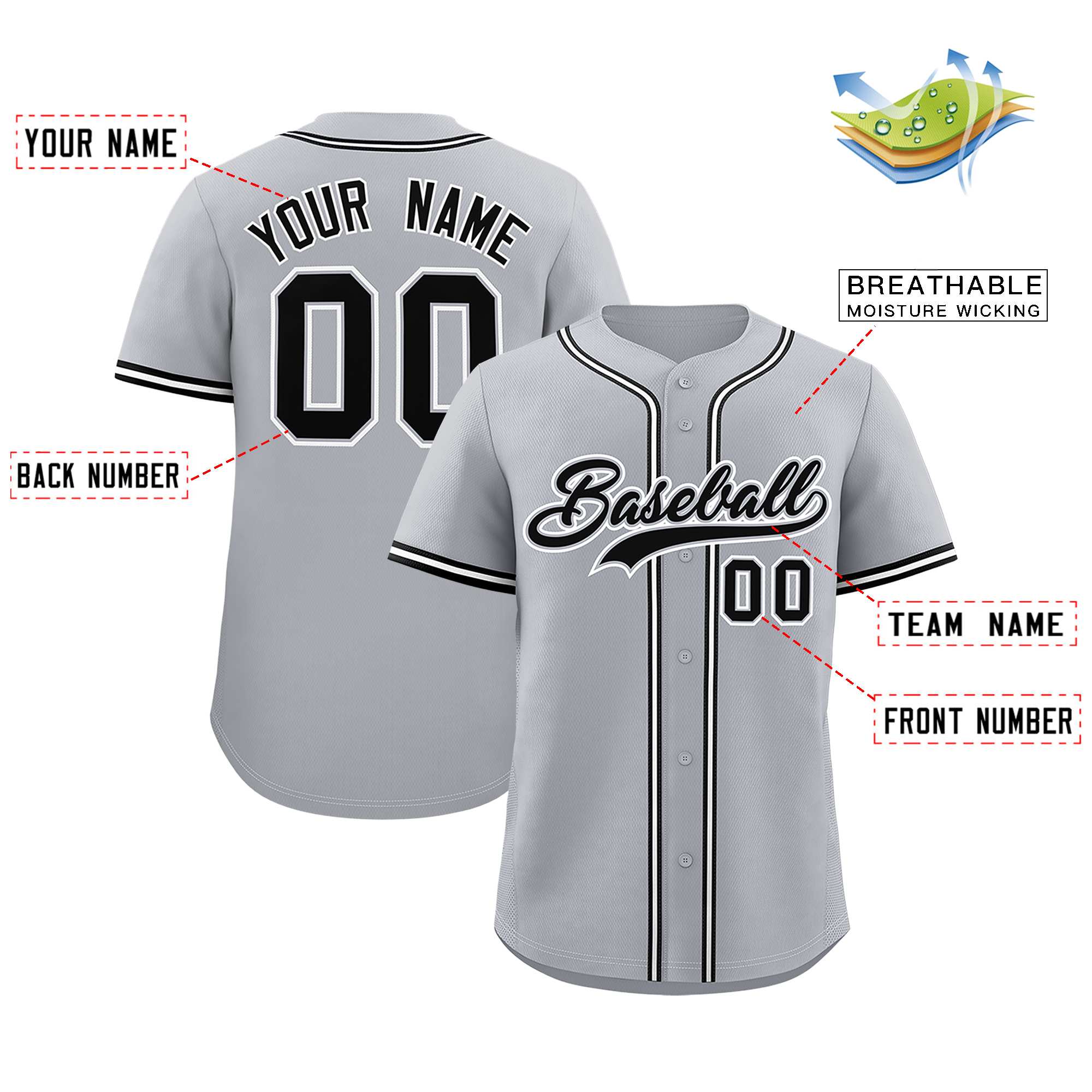 Custom Gray Classic Style Authentic Baseball Jersey| KXKSHOP