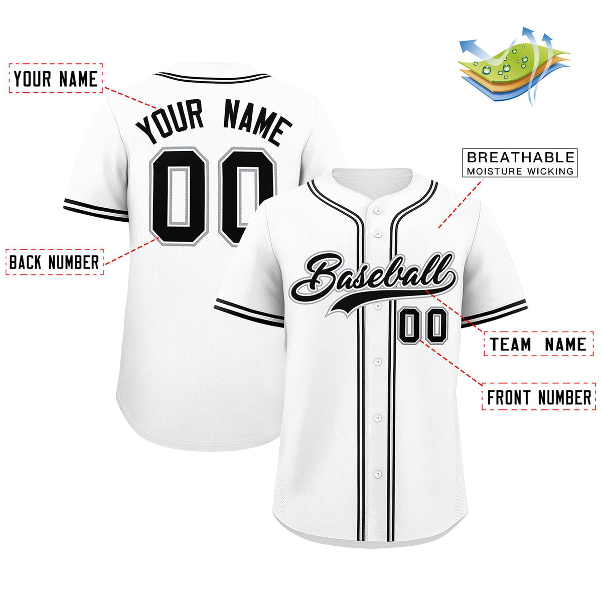 Custom White Classic Style Authentic Baseball Jersey| KXKSHOP