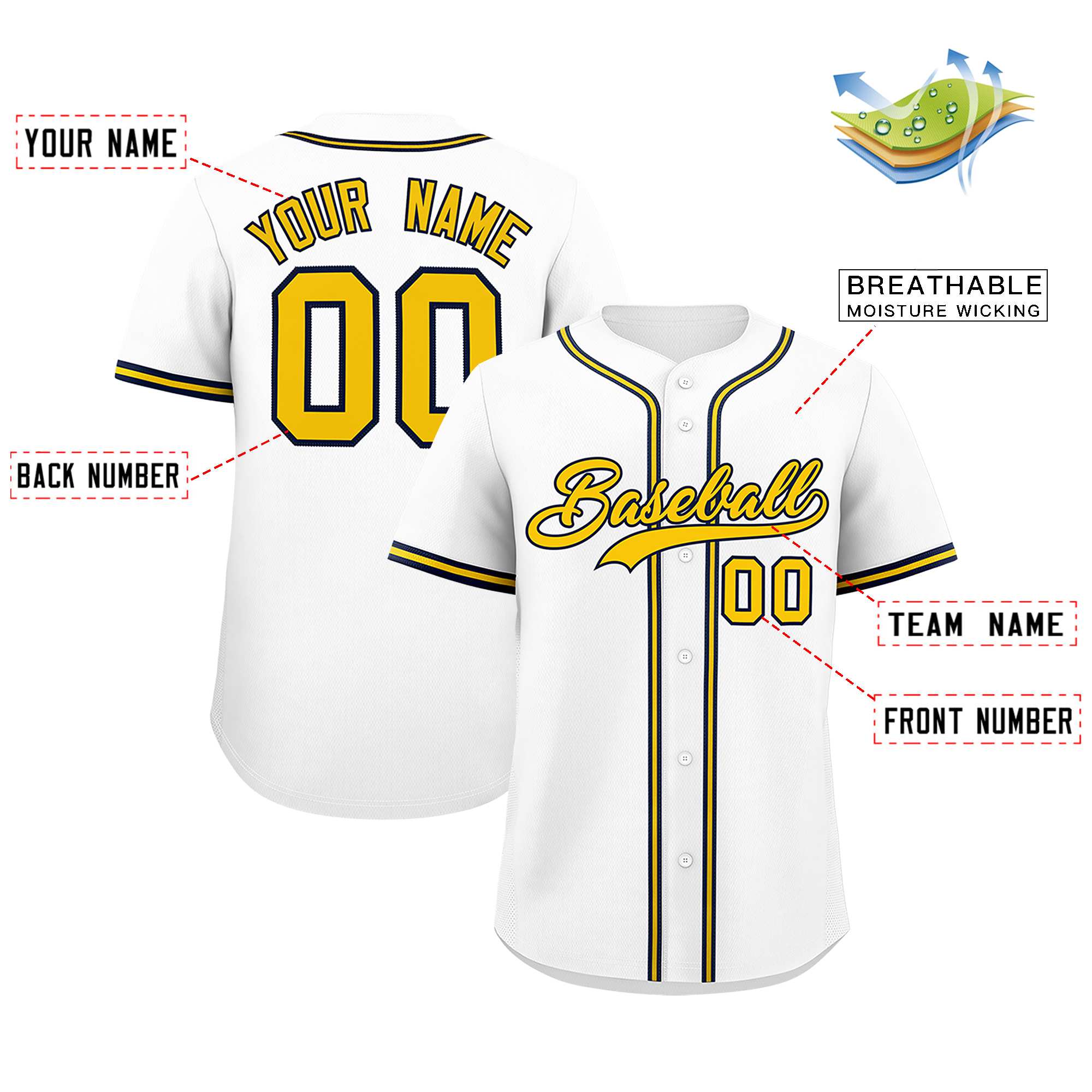 Custom White Classic Style Authentic Baseball Jersey| KXKSHOP