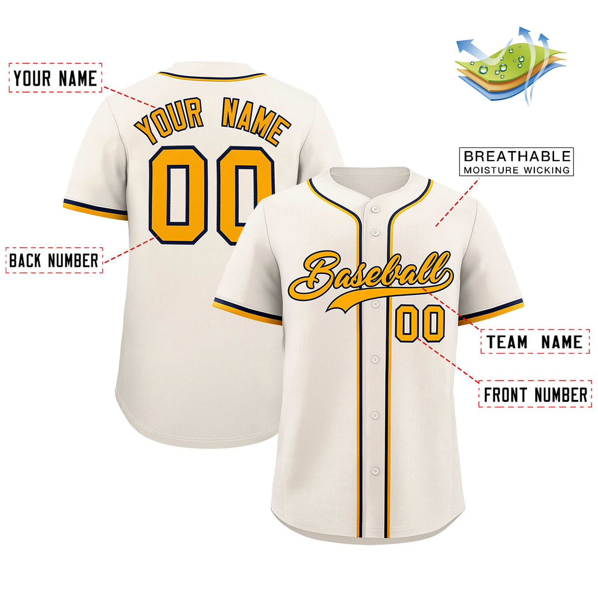 Custom Cream Classic Style Authentic Baseball Jersey| KXKSHOP